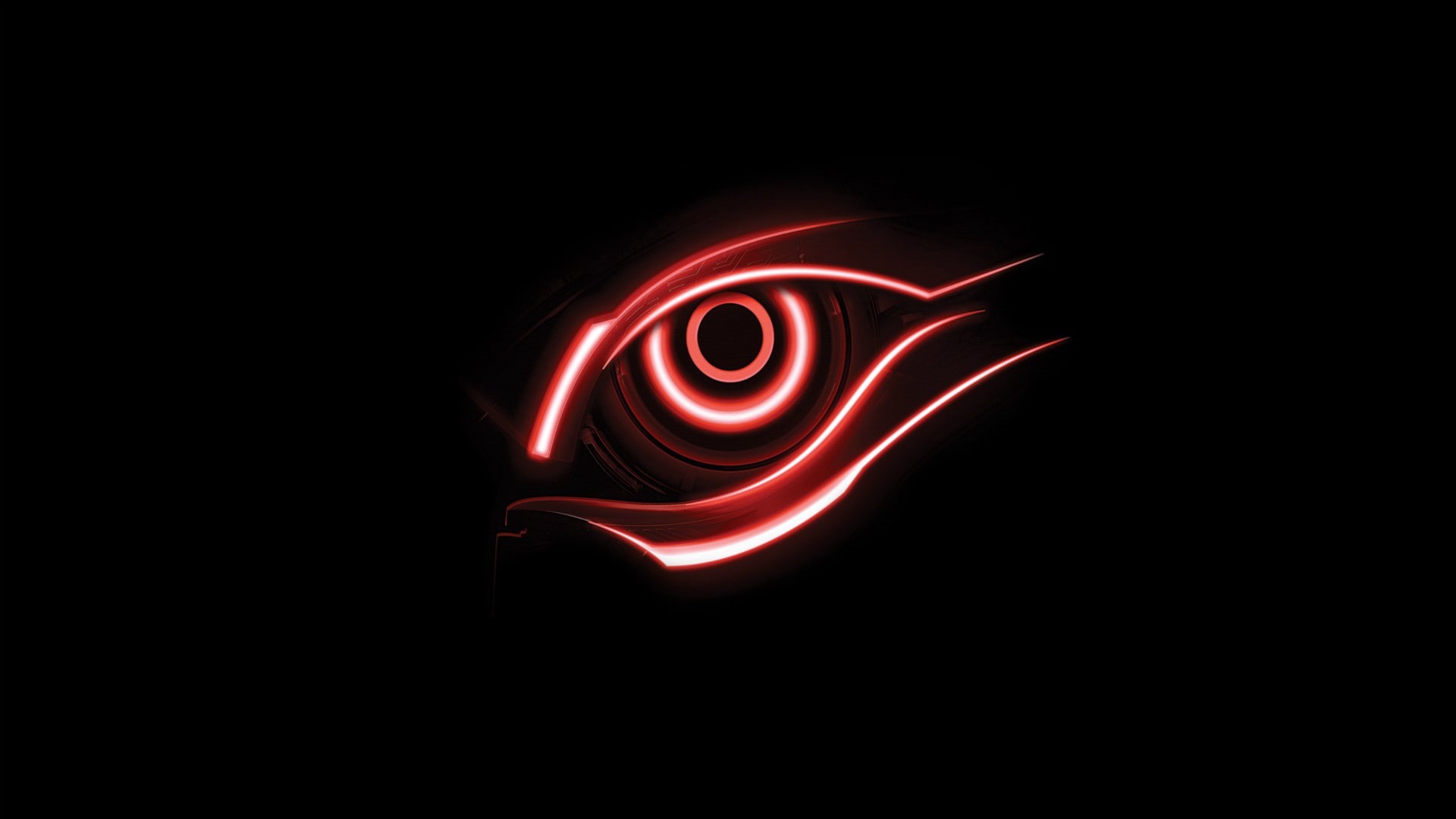 1080P, eyes, Gigabyte, red, artwork, digital art, black background, HD Wallpaper