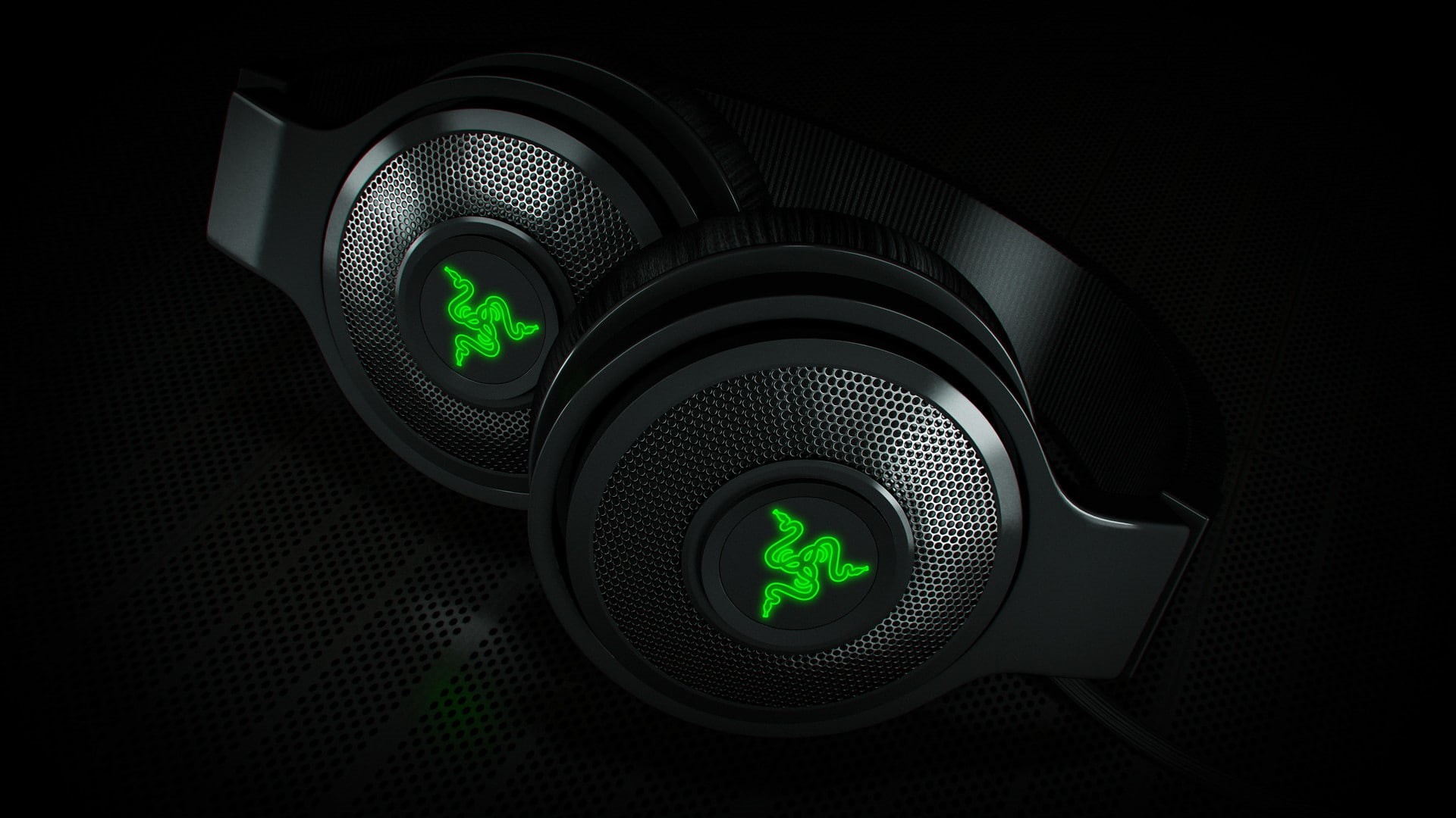 black background, speaker, 1080P, indoors, transportation, 3D, green light, environmental conservation, communication, land vehicle, headphones, no people, HD Wallpaper