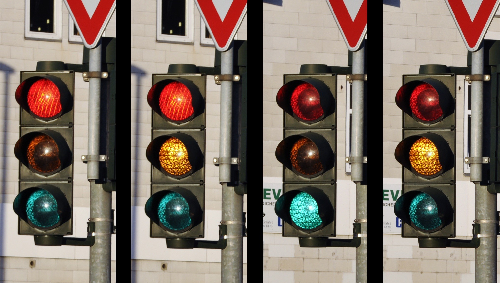 red, technology, green color, architecture, built structure, day, illuminated, traffic, road Sign, no people, outdoors, urban, red light, lighting equipment, HD Wallpaper