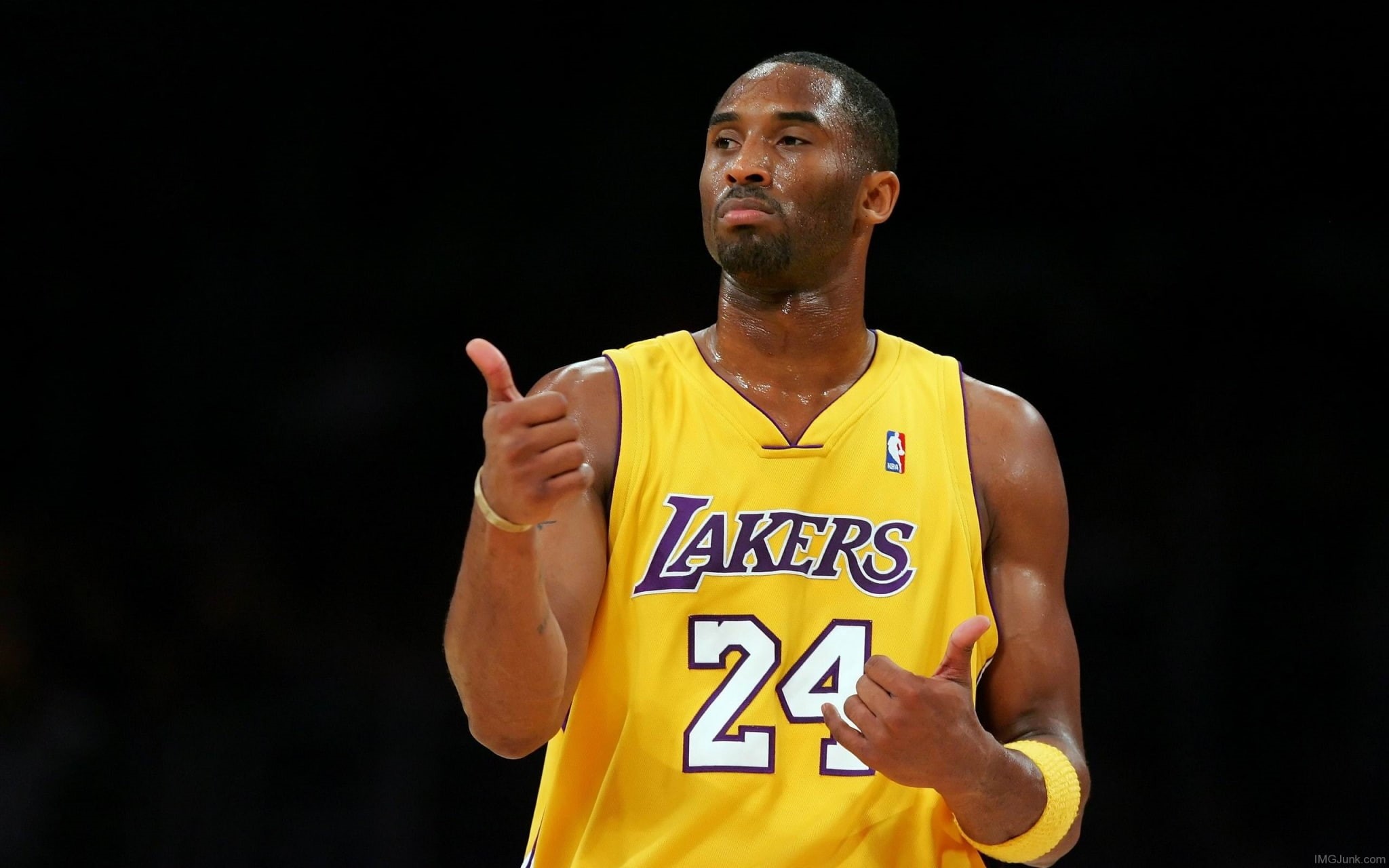 kobe bryant computer desktop backgrounds, athlete, clothing, front view, indoors, studio shot, adult, number, sportsman, yellow, one person, 1080P, waist up, HD Wallpaper
