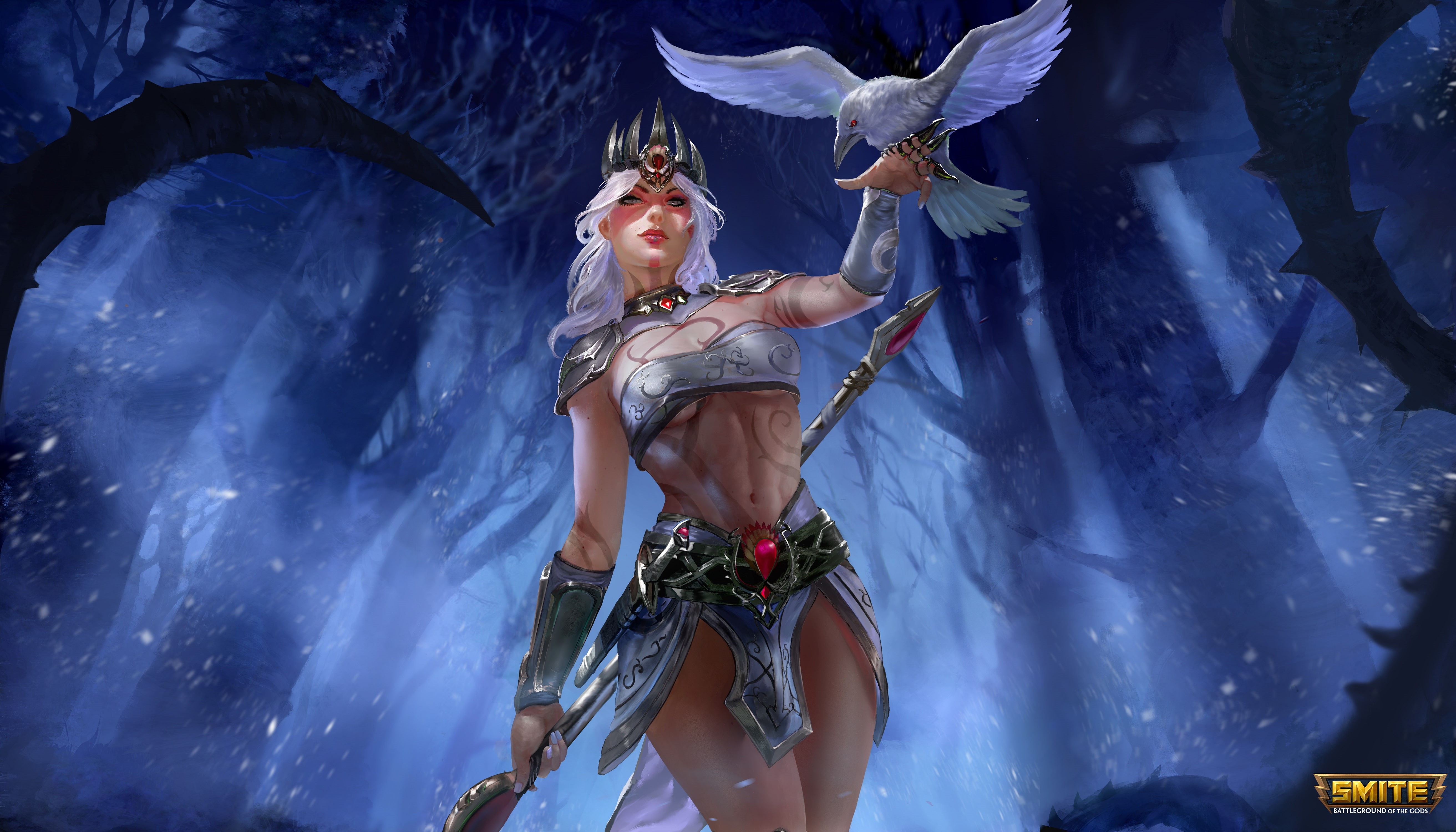 Raven, Morrigan, MAG, moba, 5K, Pale Raven, girl, Smite, HD Wallpaper