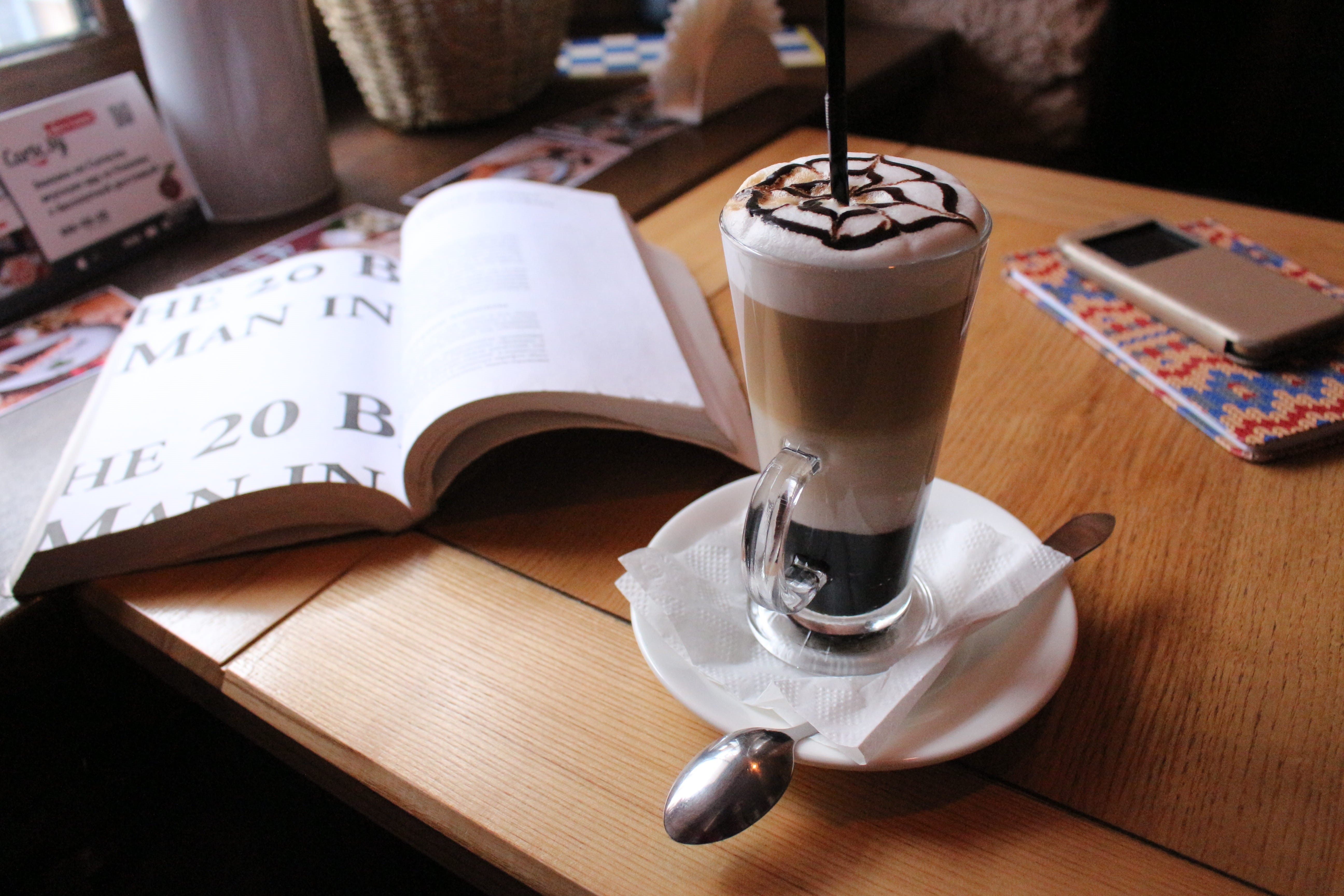 coffee house, coffee - drink, non-alcoholic beverage, cafe, cup, 5K, coffee cup, wood - material, refreshment, latte, text, mochaccino, glass, menu, foam, HD Wallpaper