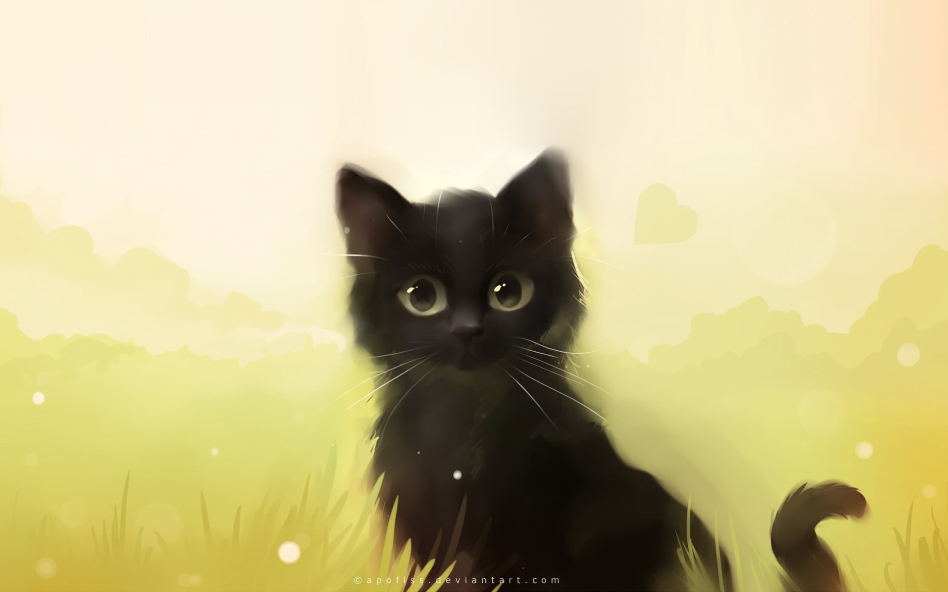 black cats, one animal, Apofiss, vertebrate, black, 1080P, domestic cat, painting, cat, kitten, pets, front view, mammal, portrait, feline, domestic, no people, HD Wallpaper