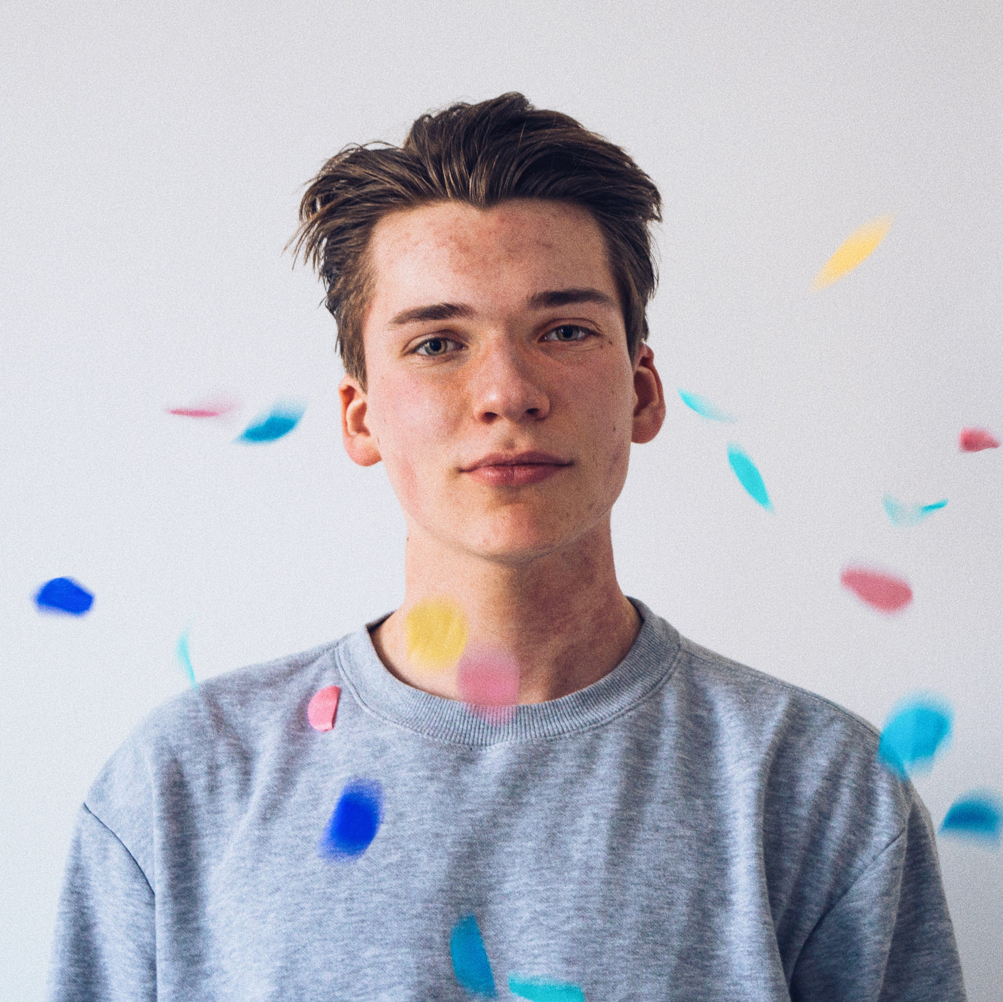 headshot, celebrate, color, male, looking at camera, candid portrait, boy, portrait, minimal, casual clothing, teenager, celebration, white background, HD Wallpaper