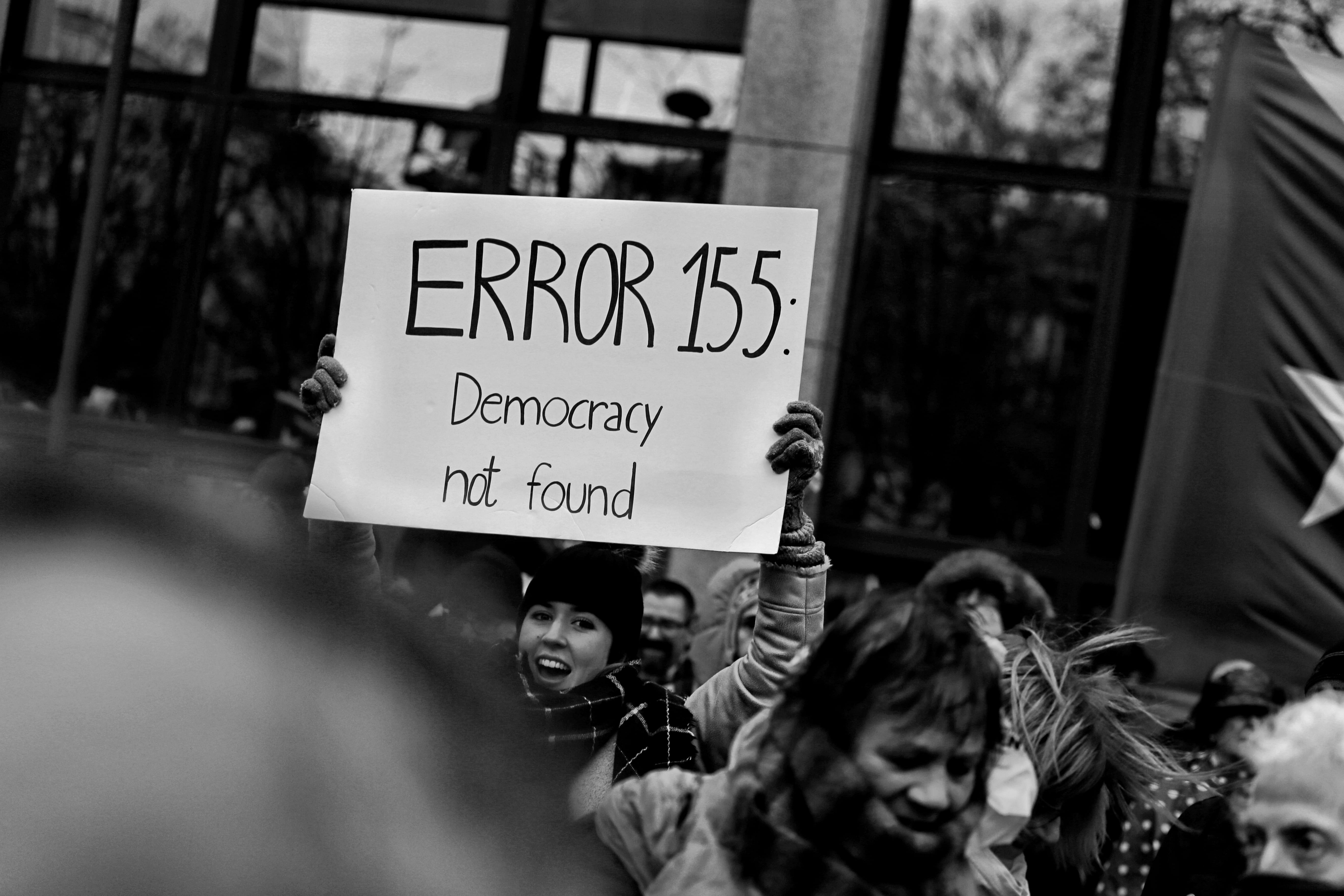 emotion, architecture, negative emotion, text, banner, placard, anger, black and white, holding, politics, crowd, arms raised, democracy, communication, HD Wallpaper