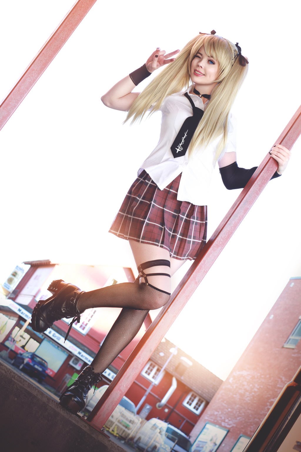 winking, cosplay, 720P, standing, fashion, wink, Marie Rose, casual clothing, dyed hair, young adult, portrait display, beautiful woman, hair, long hair, Phone HD Wallpaper