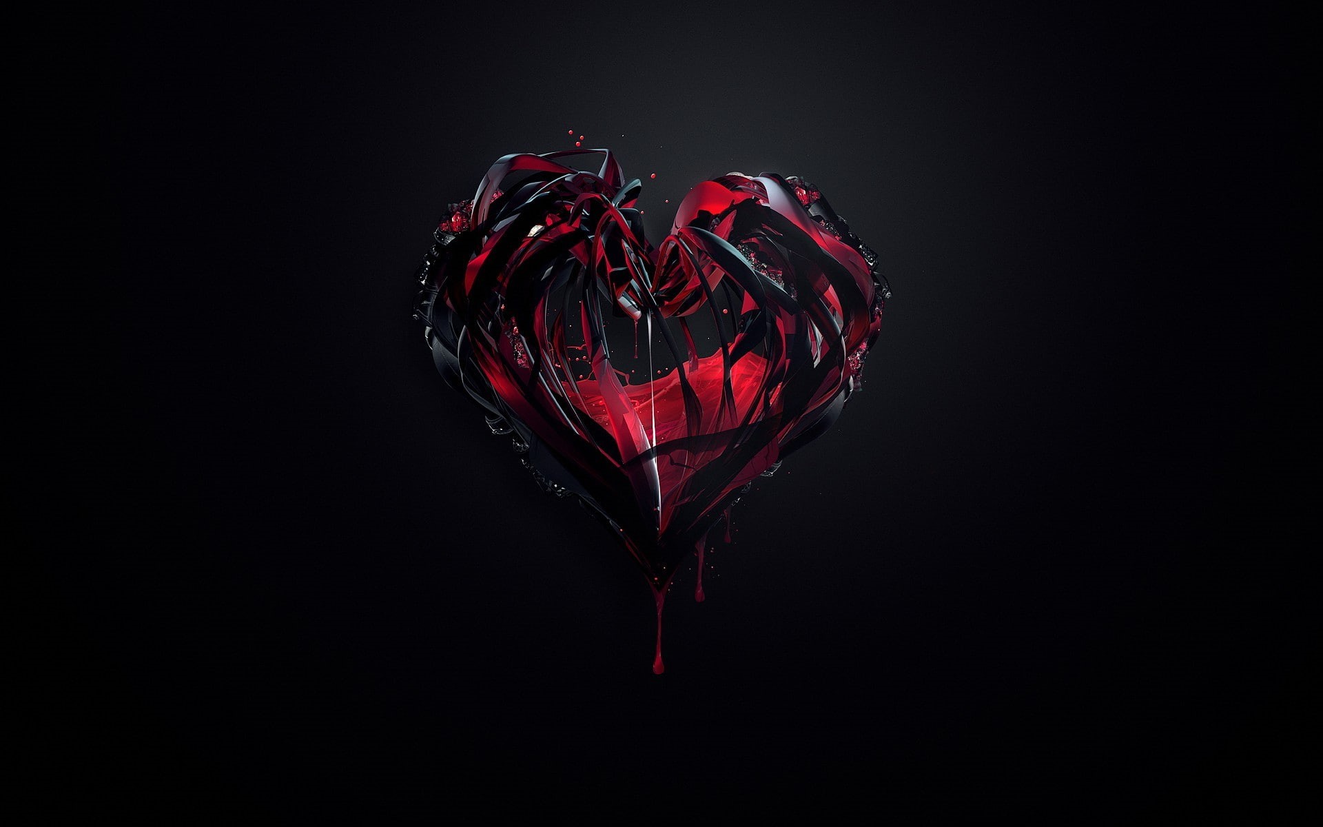 digital art, red, directly above, Hearts, Justin Maller, colored background, black color, indoors, crystal, no people, emotion, positive emotion, heartbeat, HD Wallpaper