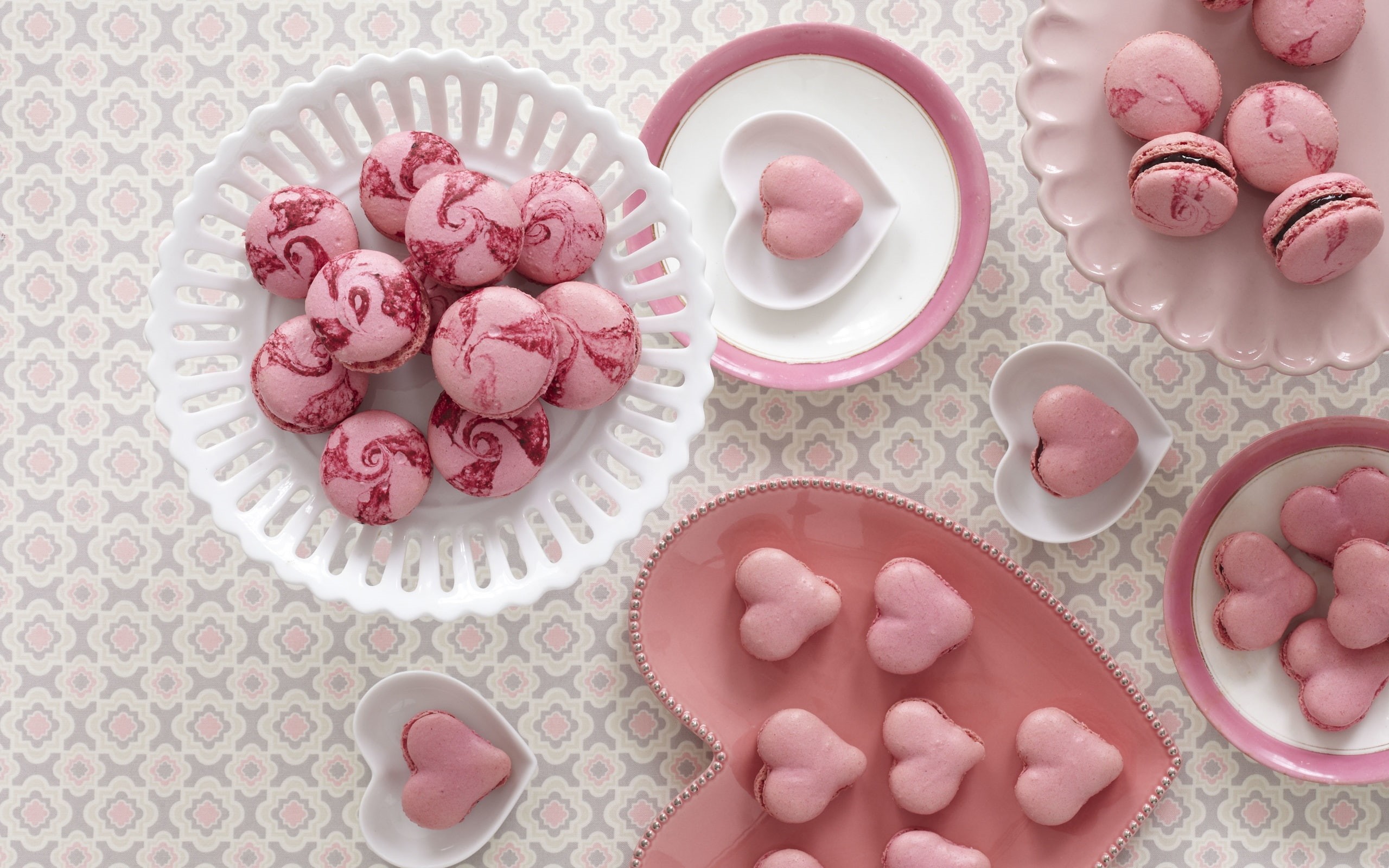 macaroon, Pink, Food, Hearts, Cookies, 2K, Sweet, Love, Dessert, HD Wallpaper