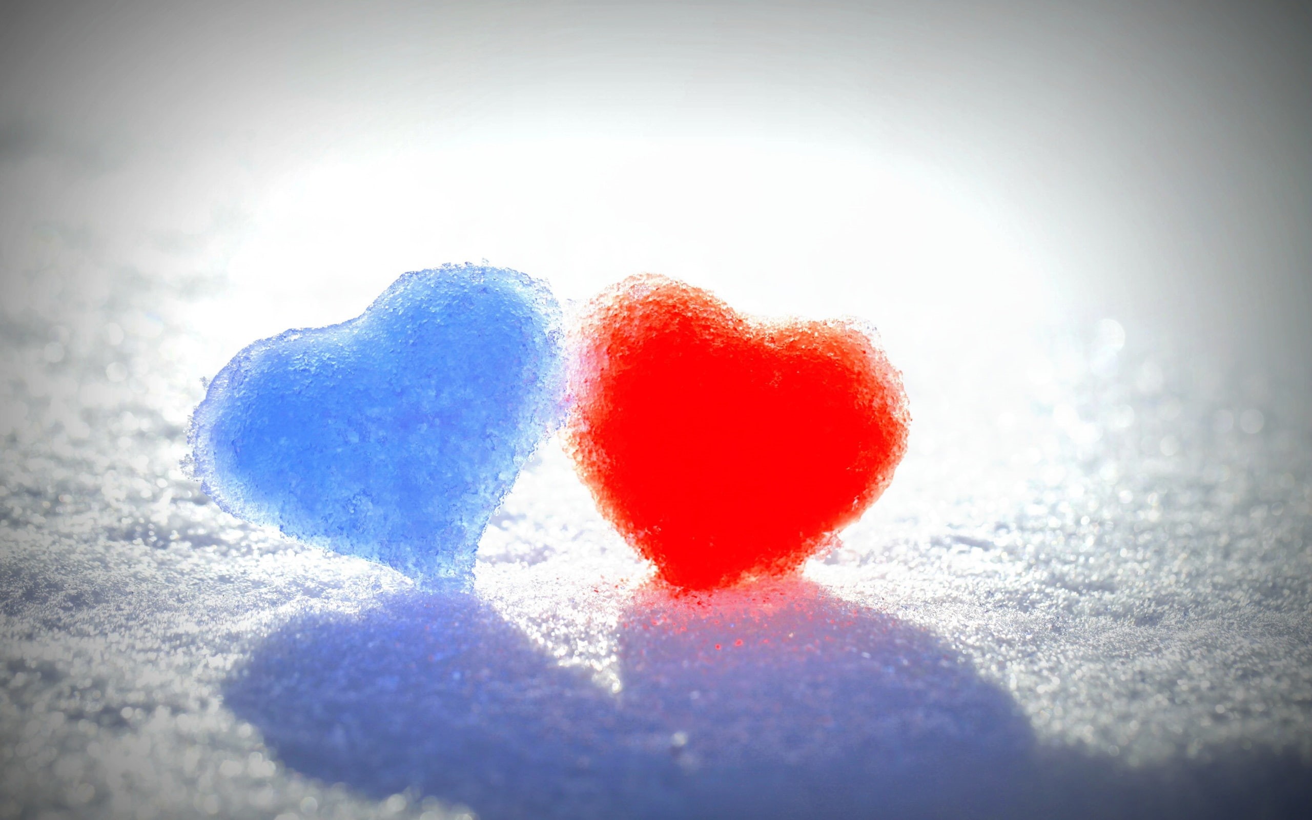 Blue, Heart, Love, Snow, Winter, 2K, Red, HD Wallpaper