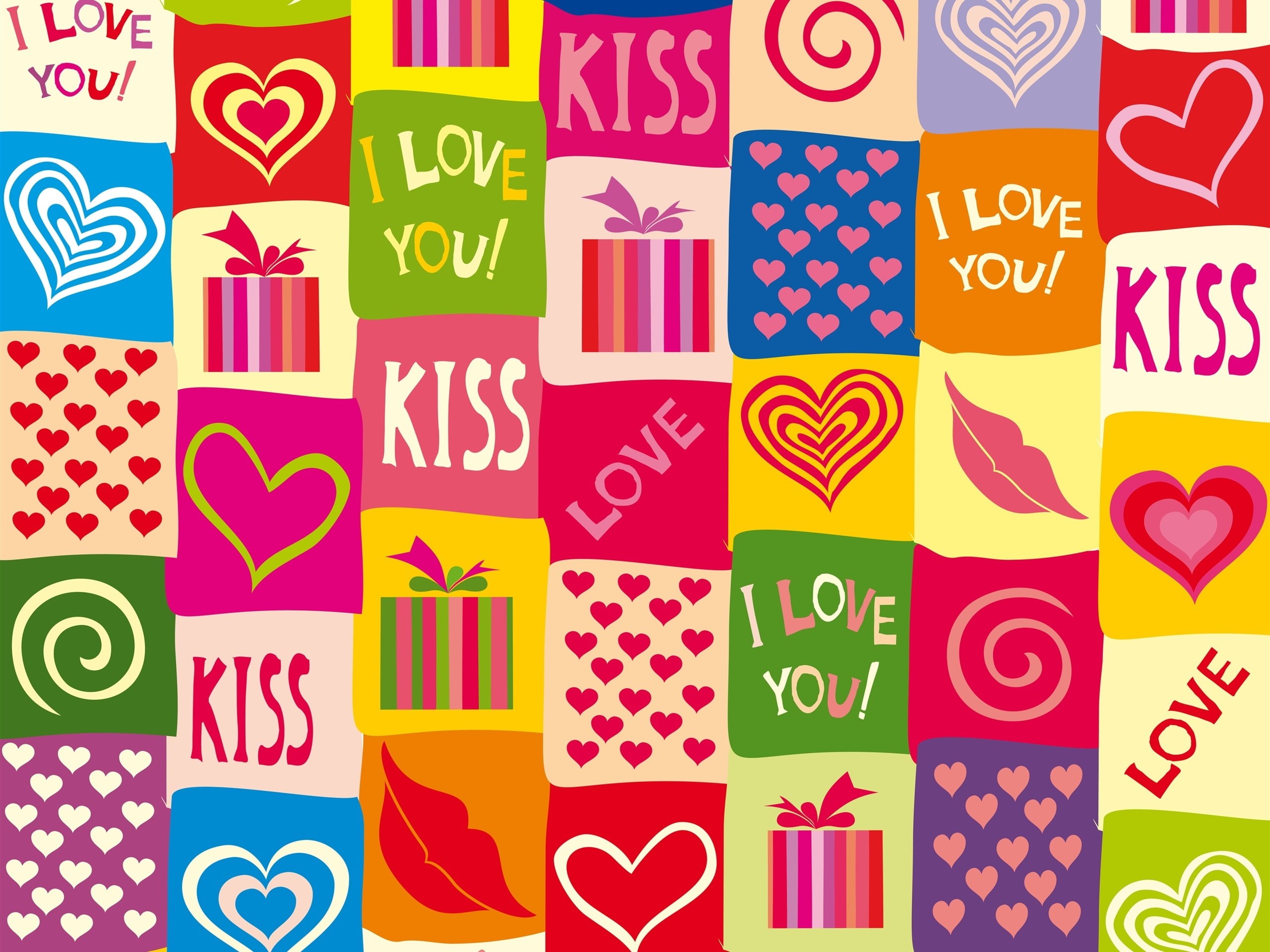 2K, I, You, Love, Hearts, HD Wallpaper