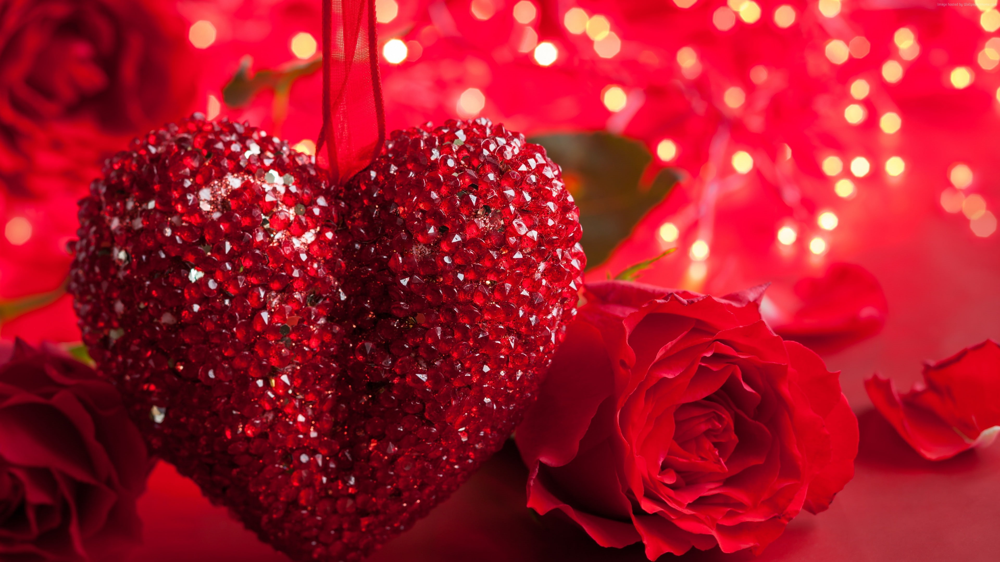 heart, 5k, romance, 4K, romantic, Rose, love, red, Valentines Day, 4k, HD Wallpaper