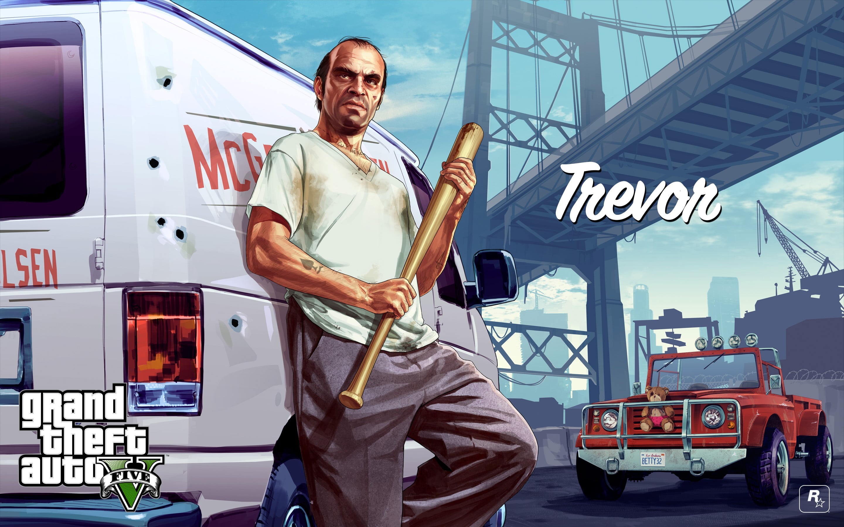 2K, leisure activity, five, Grand Theft Auto V, digital, young adult, day, mode of transportation, three quarter length, theft, real people, grand, land vehicle, HD Wallpaper