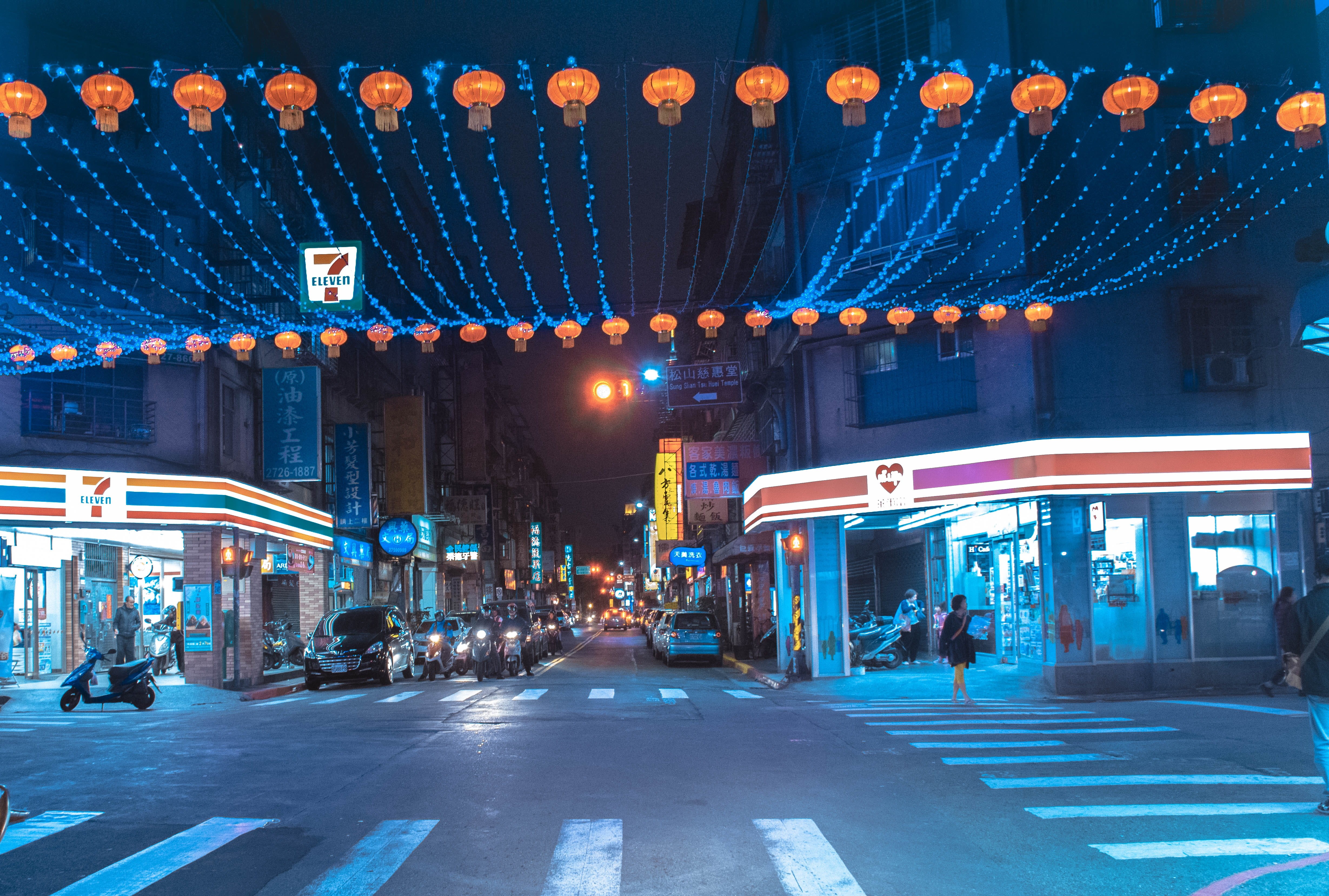 car, group of people, transportation, city street, built structure, night, road marking, building exterior, motion, crossing, motor vehicle, taipei city, HD Wallpaper