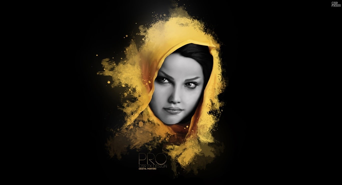 one person, Aero, scarf, fx, realistic, beautiful woman, cs9 fx design, studio shot, human face, body part, black background, bizarre, realistic digital painting, HD Wallpaper