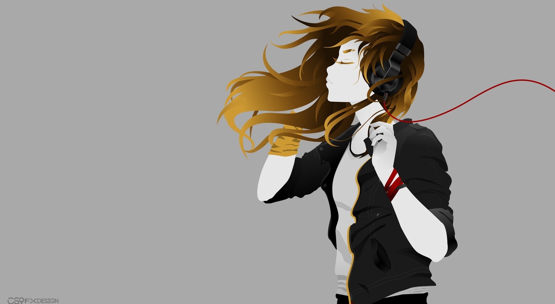 Design, 1080P, women, Aero, art, studio shot, cs9, motion, cut out, woman, waist up, headphone, 2016, white background, fx, Music, gray background, young women, HD Wallpaper