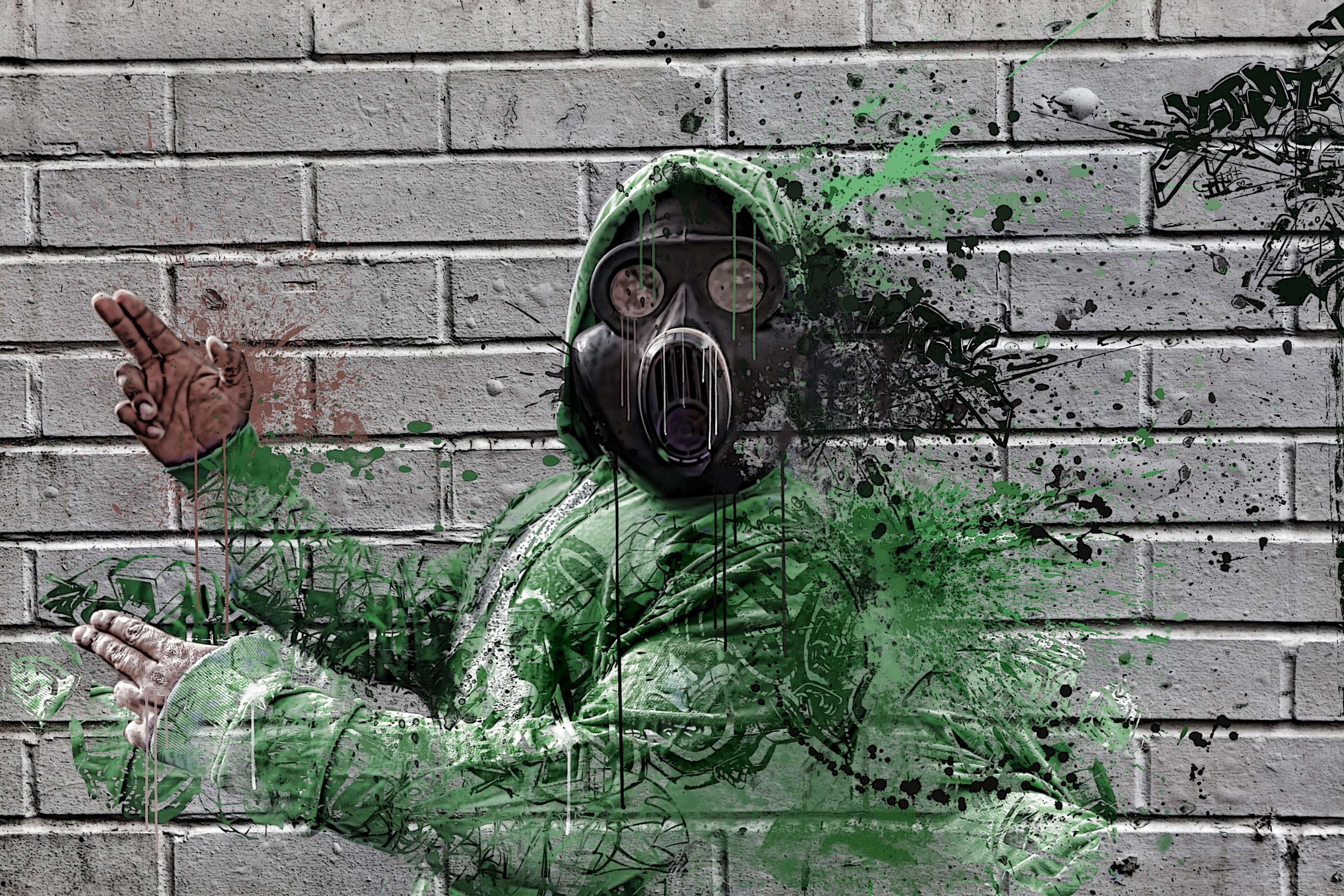 grime daily, brick, design, gas mask, icon, leaf, grime, built structure, internet, representation, earth, hip hop, growth, fear, nature, computer, creativity, HD Wallpaper