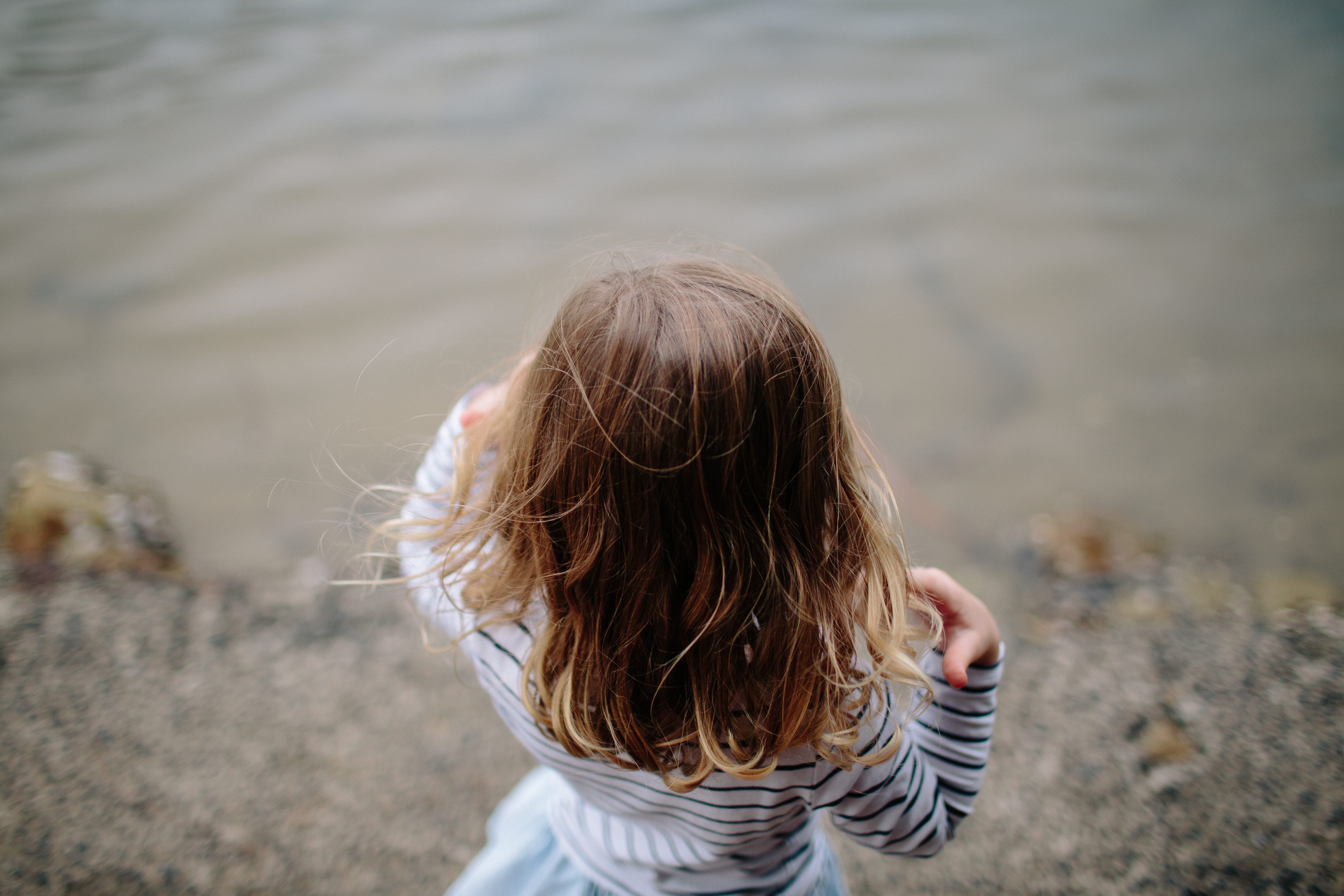black, girls, kid, rear View, front, summer, outdoors, black and white, portrait, photography, child, 5K, body of water, body, long hair, children only, HD Wallpaper