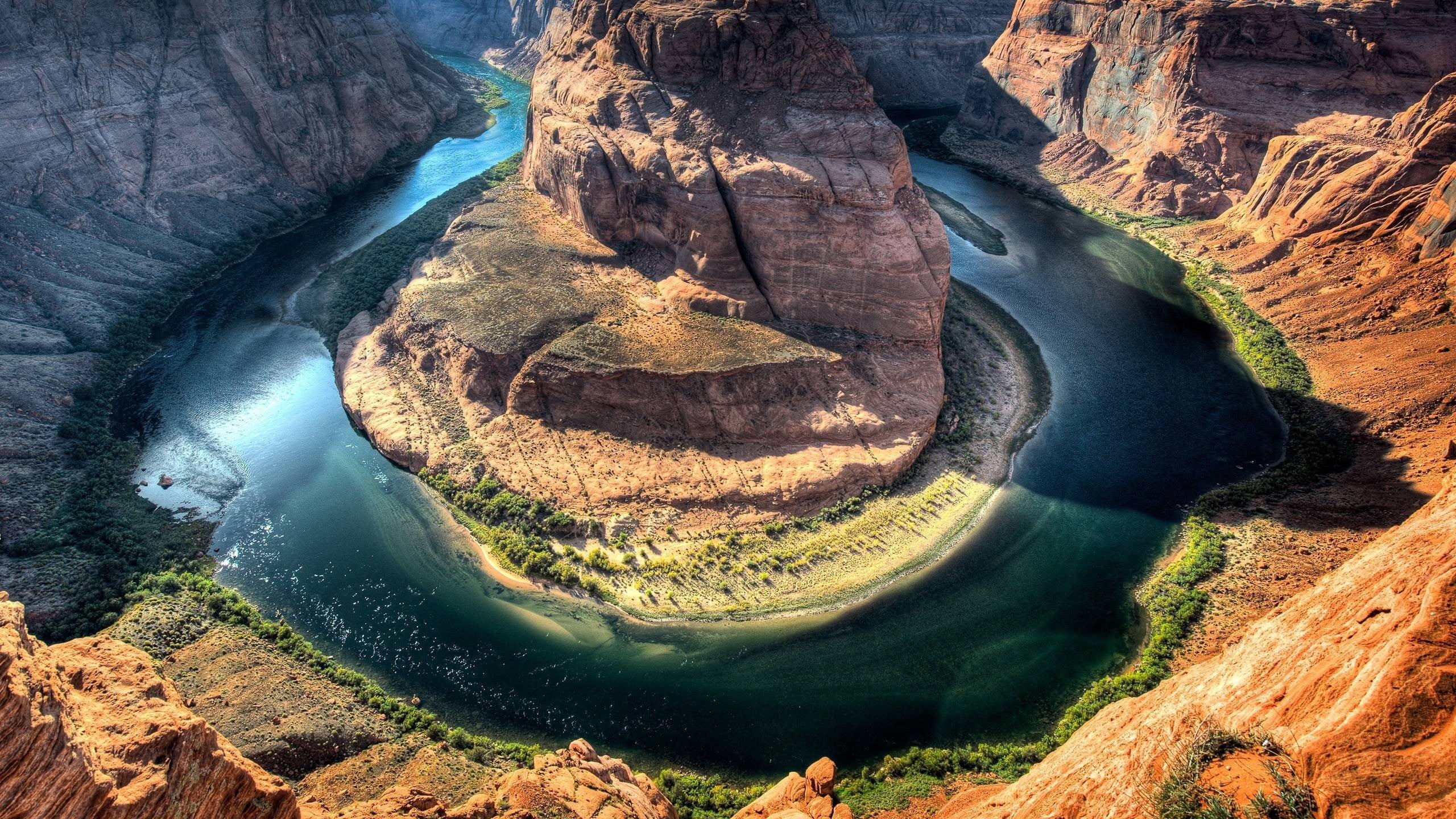 flowing water, time, canyon, non-urban scene, travel, 2K, travel destinations, eroded, physical geography, high angle view, rock formation, rock, beauty in nature, HD Wallpaper
