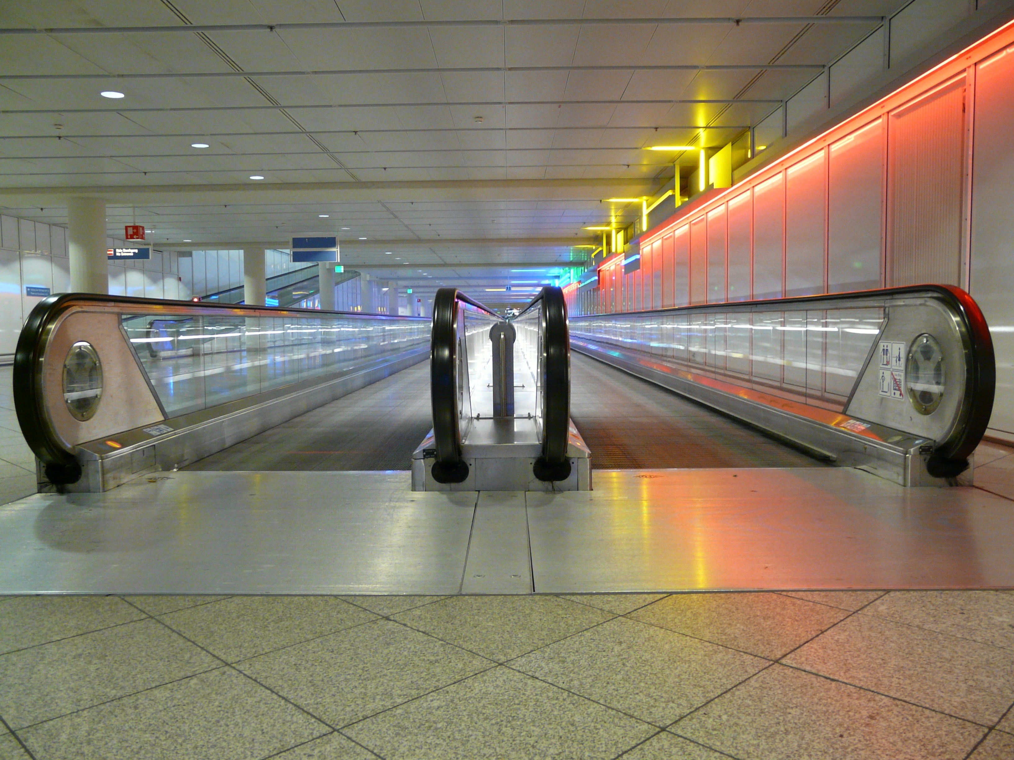 modern, tile, lighting equipment, futuristic, moving walkway, indoors, roll band, subway, transportation, travel, mode of transportation, architecture, HD Wallpaper