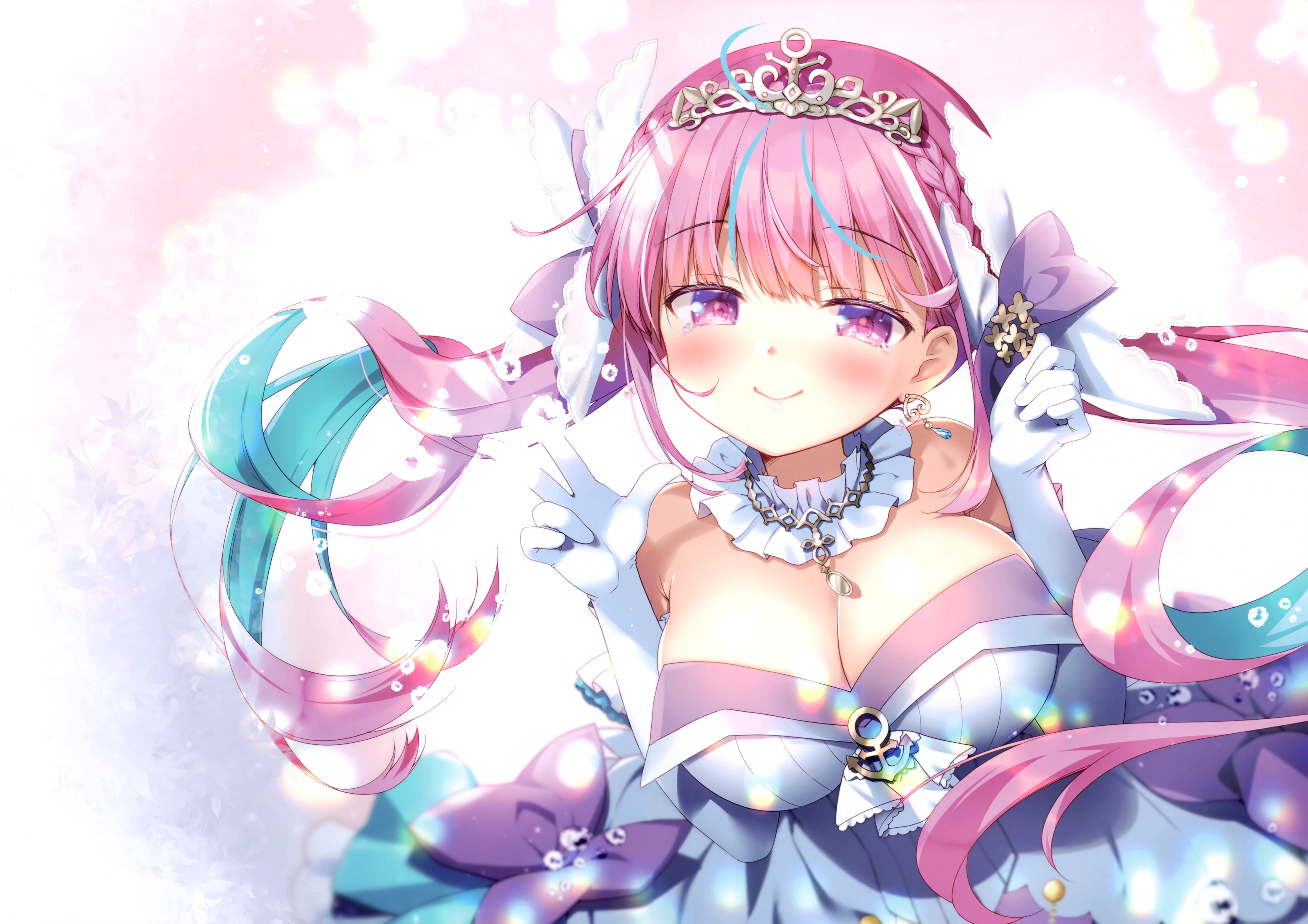 Minato Aqua, pink hair, Hololive, 4K, pink eyes, HD Wallpaper