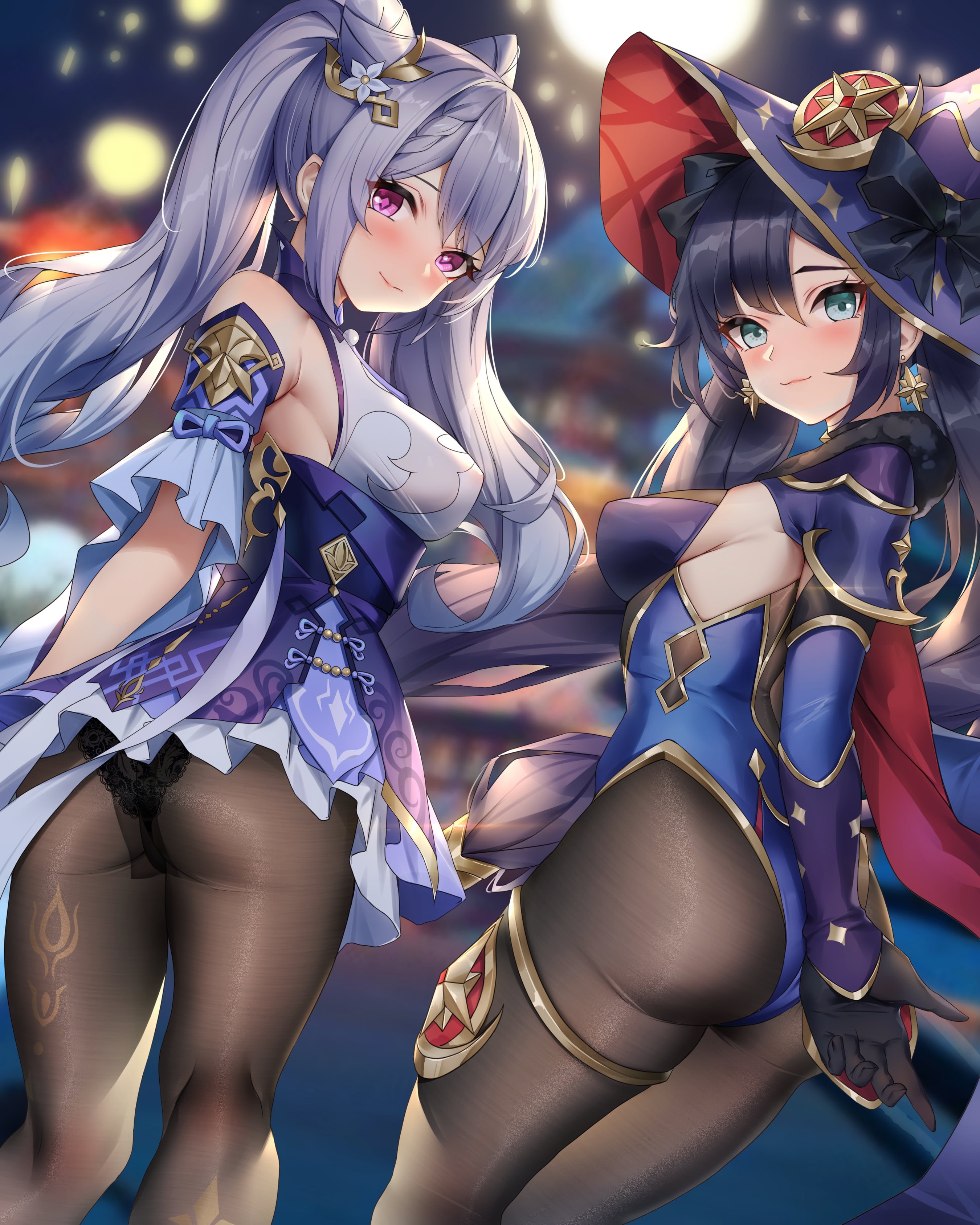 Mona (Genshin Impact), Genshin Impact, keqing (genshin impact), 2K, Phone HD Wallpaper