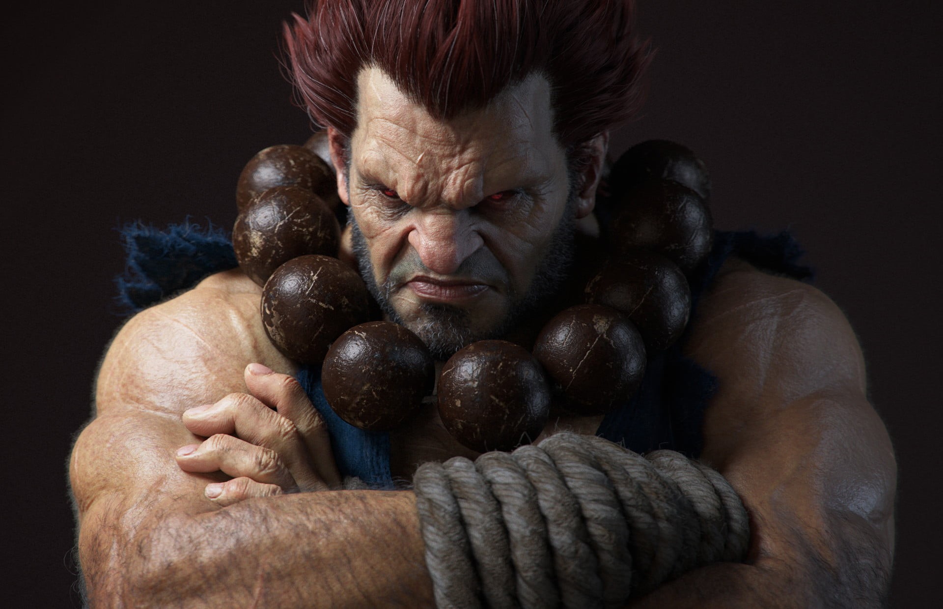young adult, mature men, Street Fighter, portrait, holding, black background, eyes closed, redhead, front view, hairstyle, gray background, contemplation, HD Wallpaper