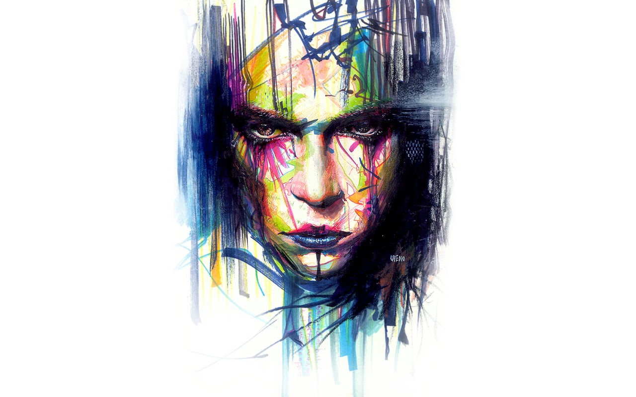 Minjae Lee, greno89, 720P, women, painting, face, artwork, HD Wallpaper