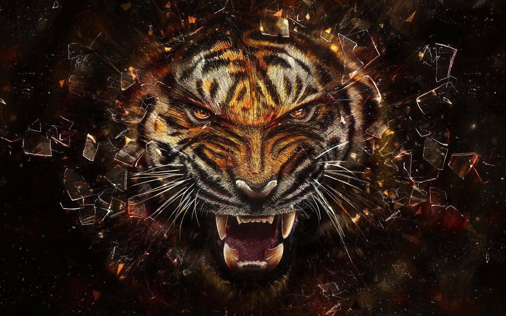 no people, digital composite, indoors, human representation, artwork, aggression, 720P, furious, close-up, full frame, mouth open, design, roar, animals, HD Wallpaper