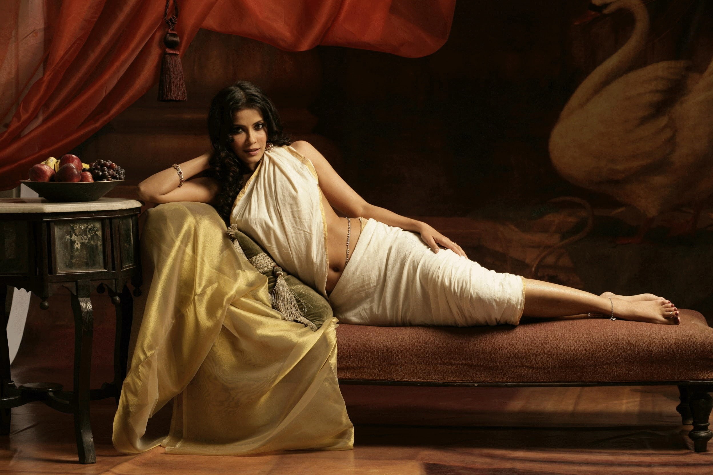 indian, actress, nandana, bollywood, 1080P, saree, HD Wallpaper