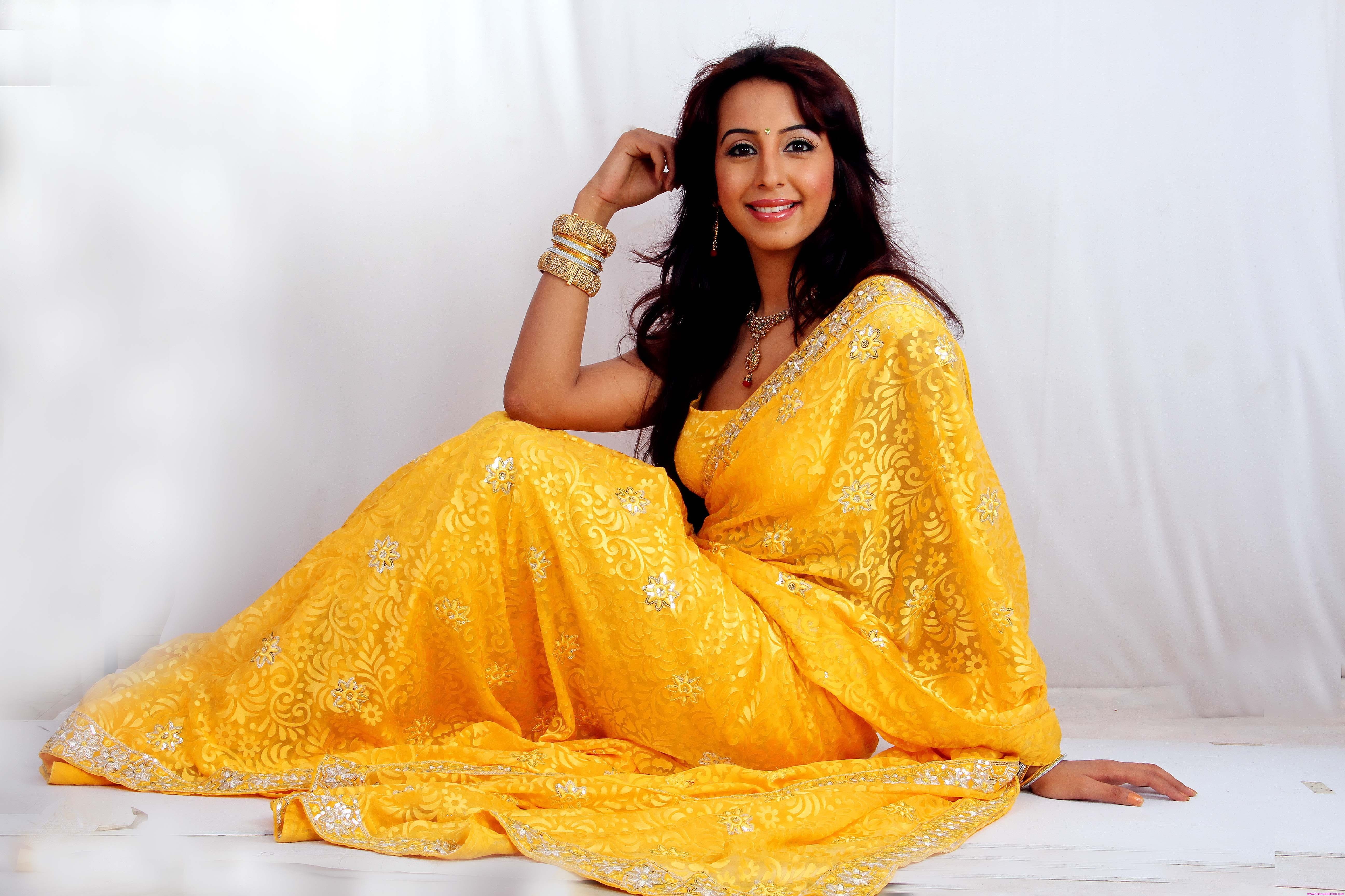 saree, indian, actress, sanjana, 5K, HD Wallpaper