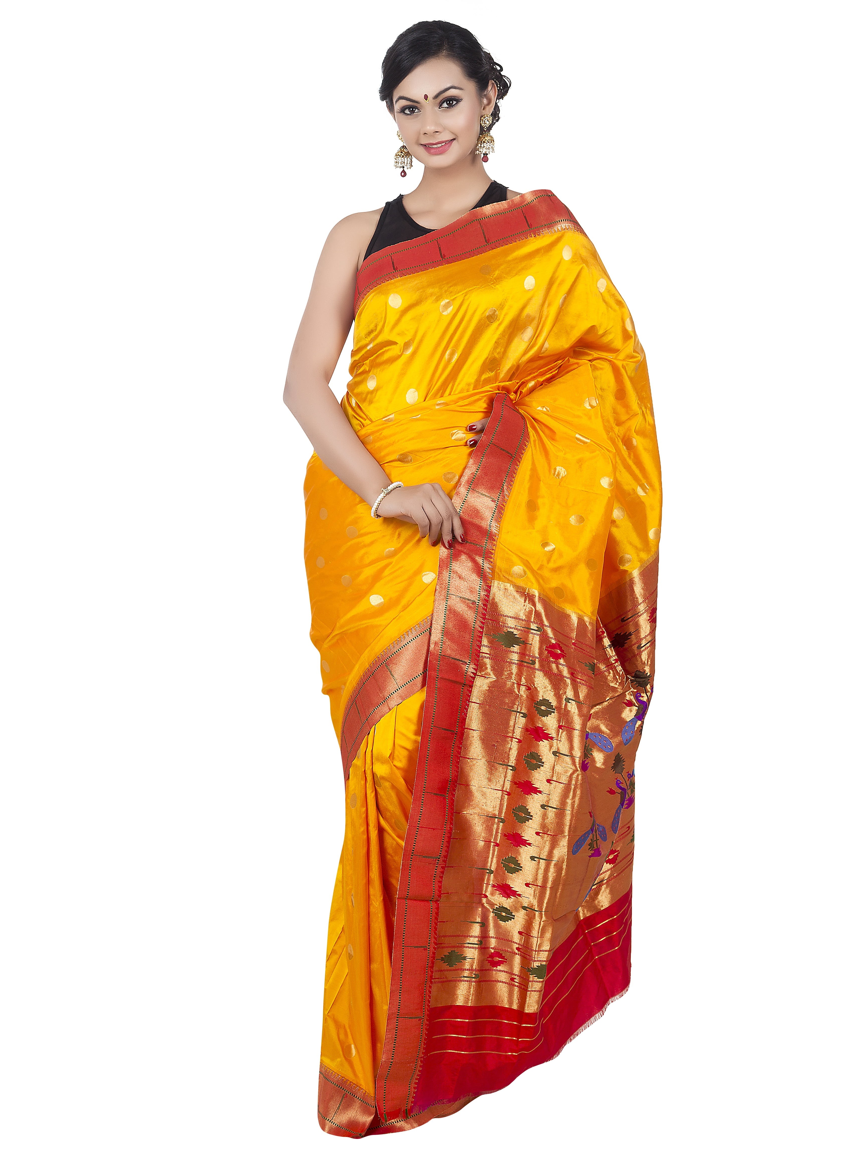 traditional cloth, beautiful woman, indian woman, clothing, red, saree online, traditional clothing, sari, looking at camera, paithani silk, one person, Phone HD Wallpaper