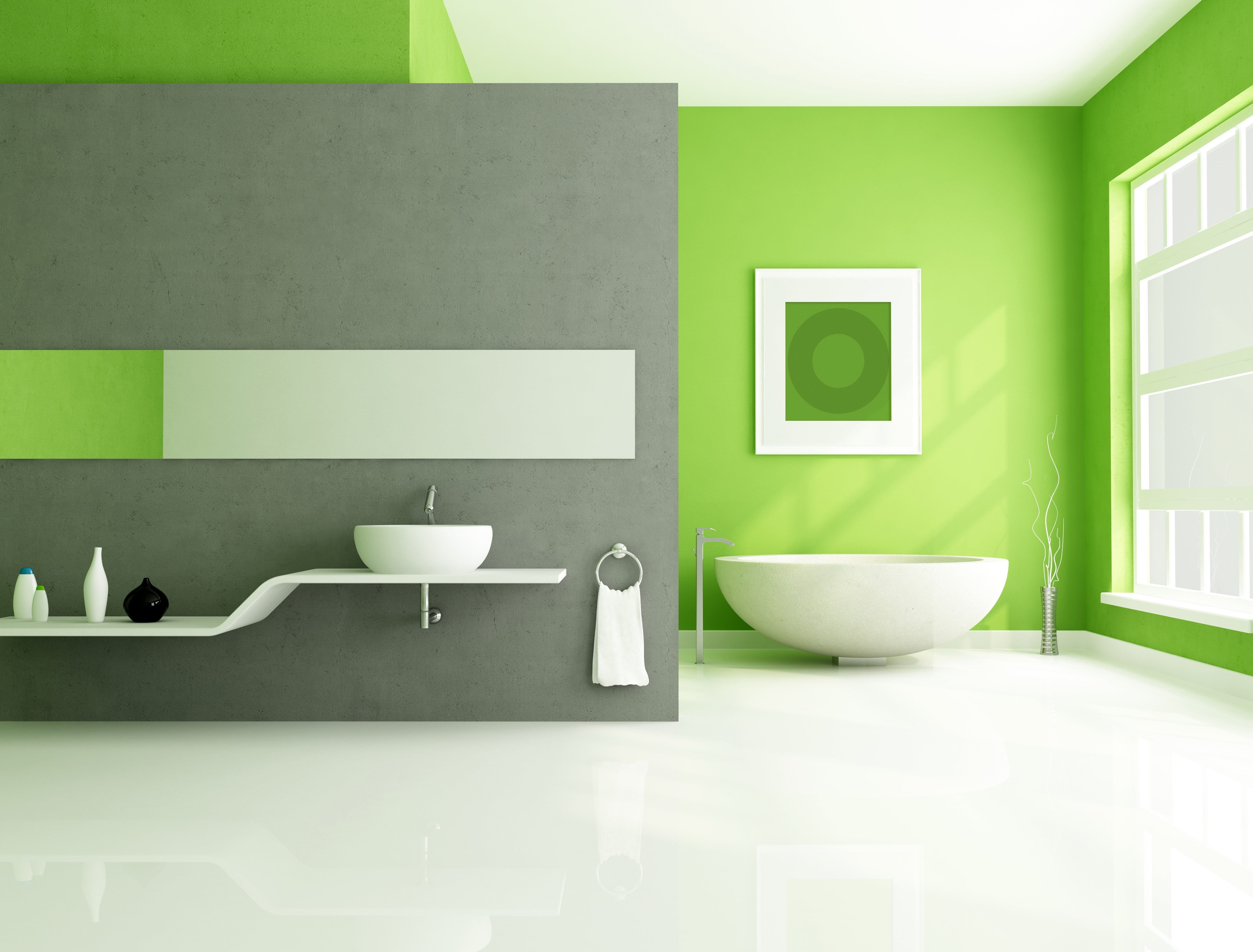 flooring, 4K, empty, architecture, sink, mirror, home Interior, wealth, decor, graphics, elegance, illustration, faucet, no People, luxury, residential Building, HD Wallpaper