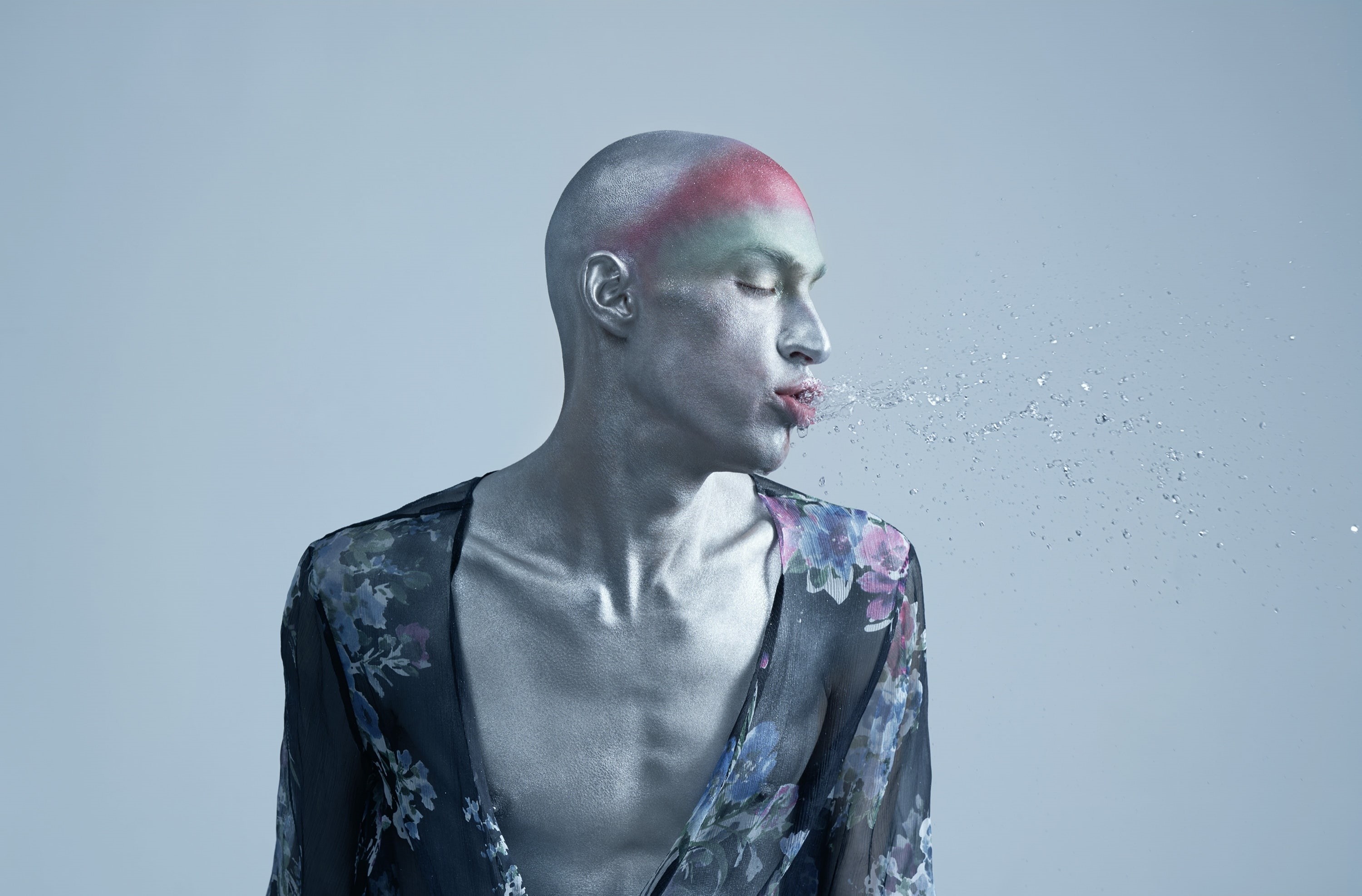 bodypaint, Model, Water, Aero, Silver, digitalart, 2K, Photography, Style, Creative, Fashion, HD Wallpaper