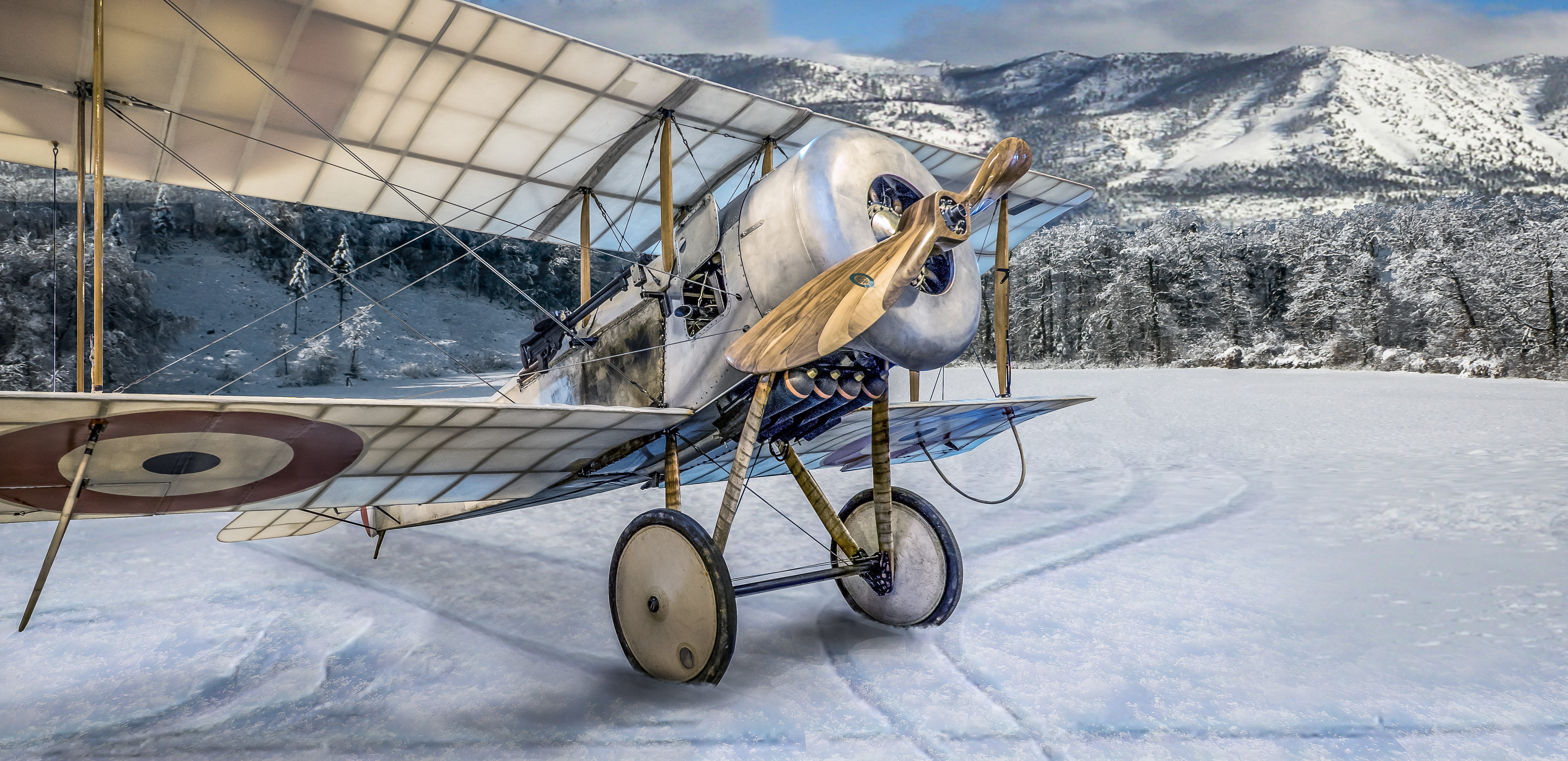 day, aviation, frozen, winter, scenics - nature, mode of transportation, 5K, ice, bi plane, travel, vintage, cold temperature, transportation, white color, HD Wallpaper