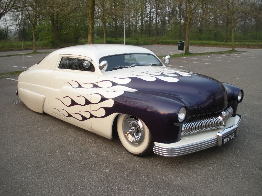 chop, flames, top, sled, art, lead sled, hd, chop top, Custom, lead, cars, Mercury, 480P, HD Wallpaper