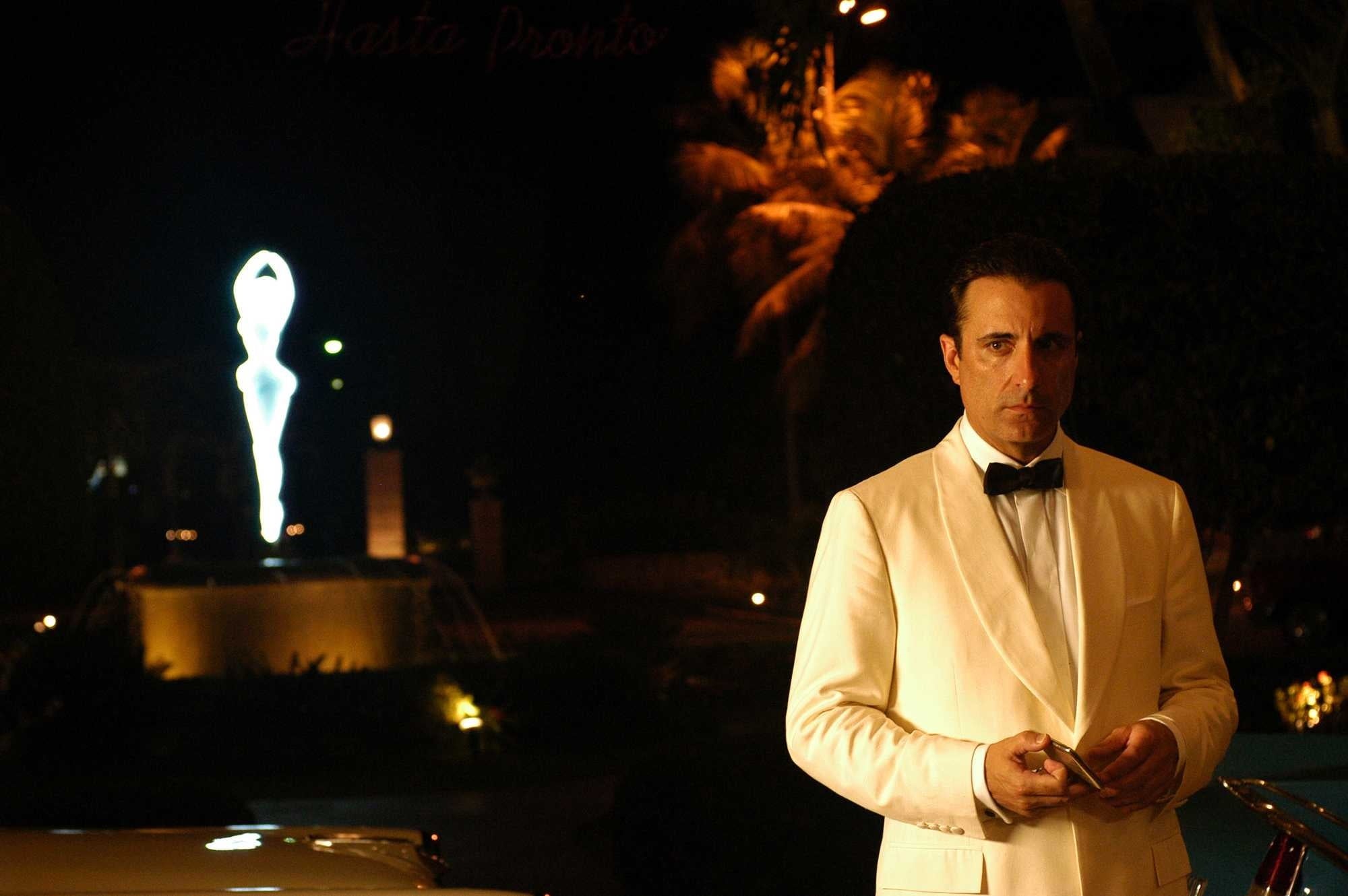 looking at camera, bow Tie, tuxedo, menswear, celebrity, andy garcia, young men, white tuxedo, clothing, festival, shawl, illuminated, 1080P, business, HD Wallpaper