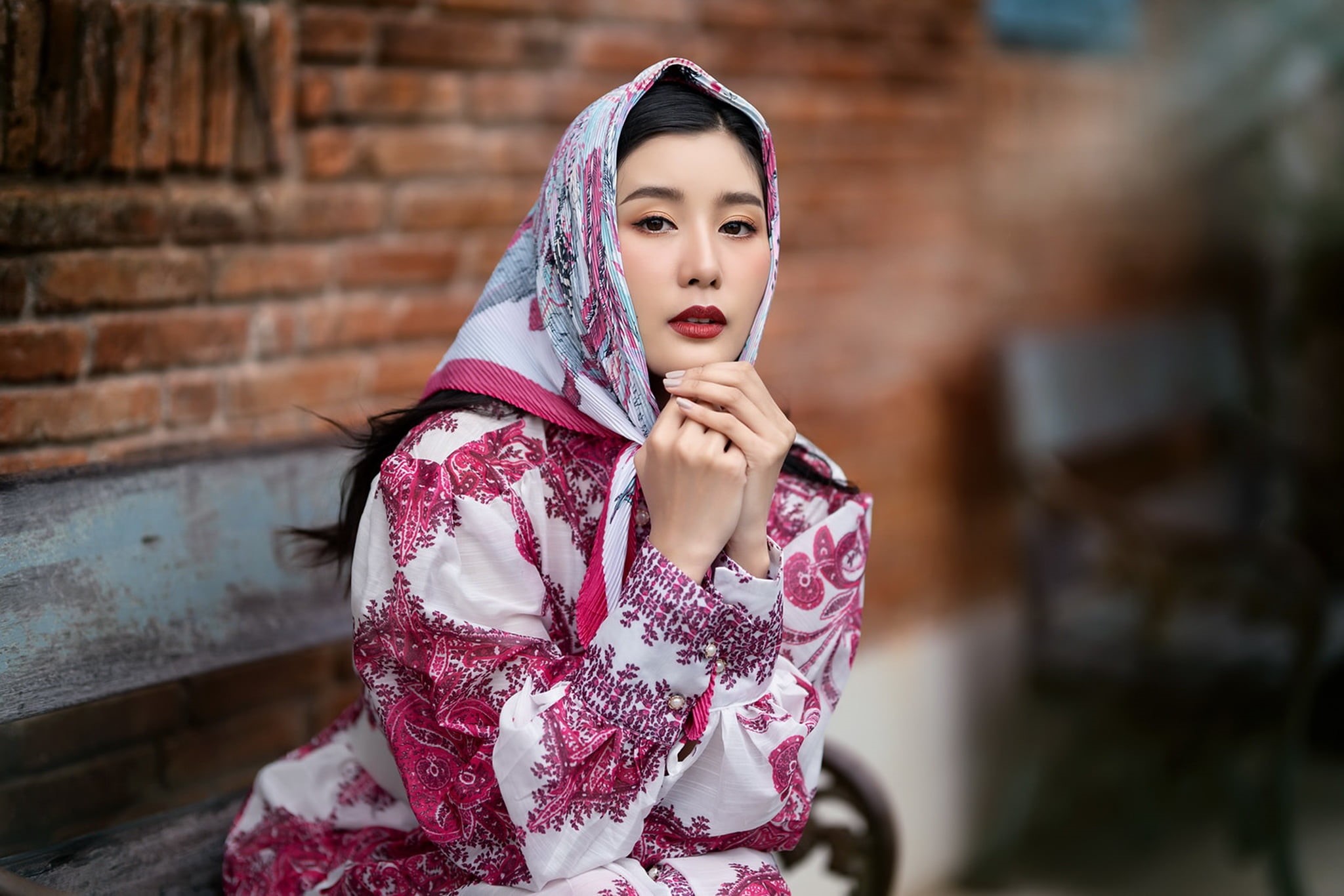 girl, 1080P, shawl, portrait, HD Wallpaper