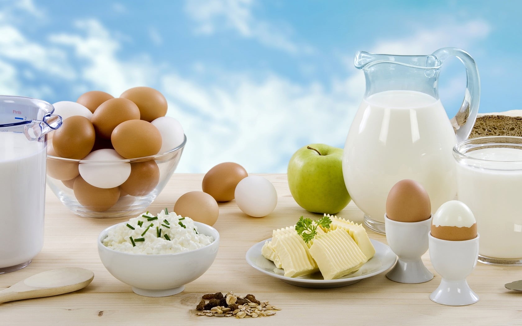bowl, no people, white, refreshment, milk, crockery, brown, apple, baking, farm, egg, homemade, herbs, table, ingredient, dishes, 720P, breakfast, freshness, HD Wallpaper