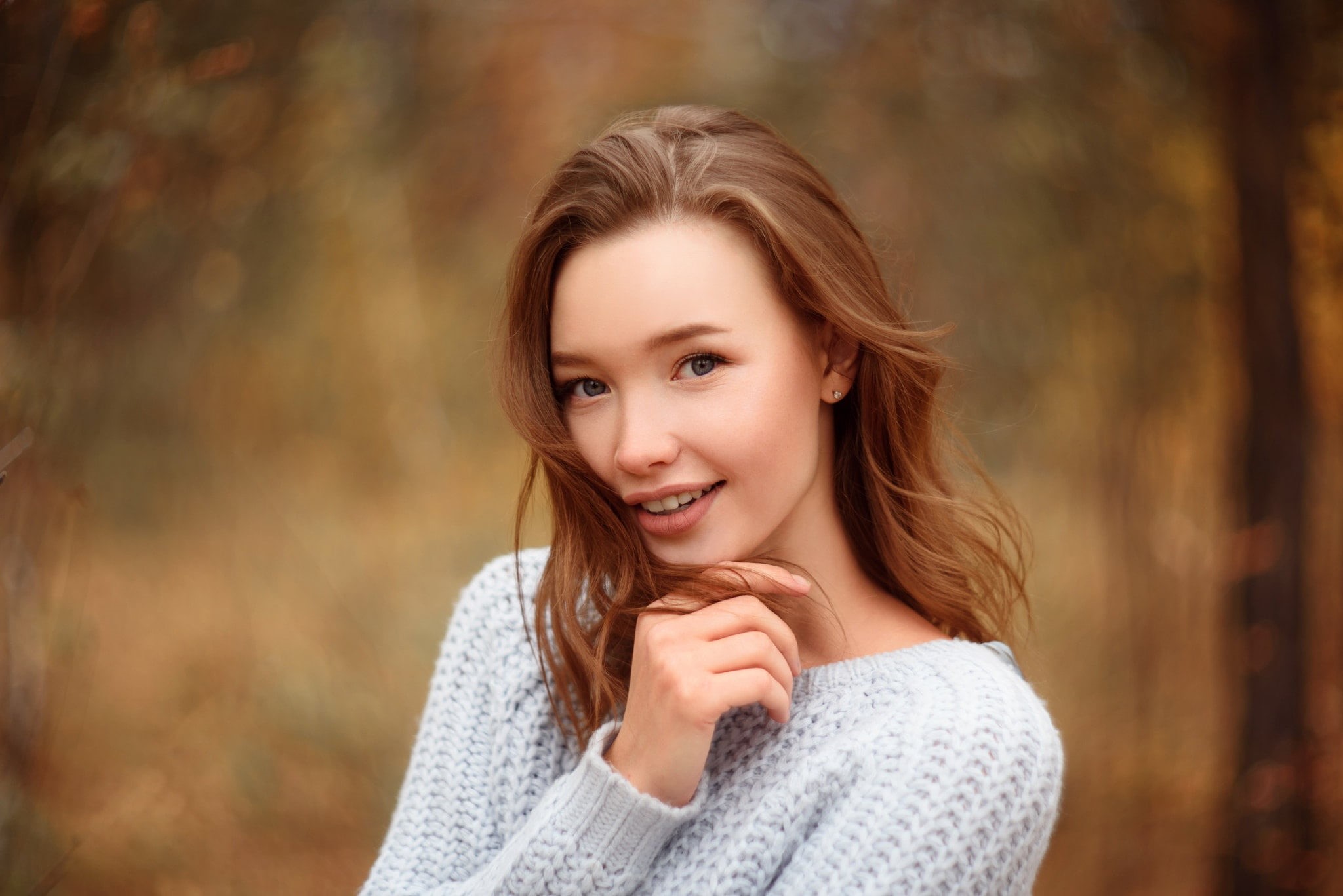 emotion, outdoors, hairstyle, touching hair, portrait, headshot, smiling, young adult, focus on foreground, brunette, one person, Vladislav Opletaev, teeth, HD Wallpaper