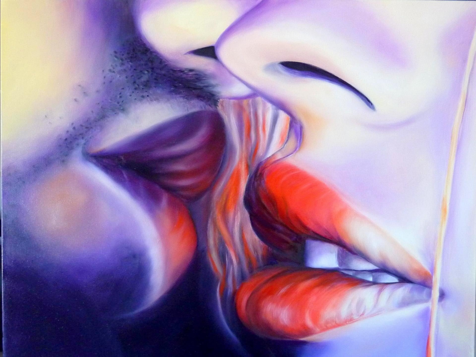 moment, 1080P, lady, kiss, lips, tender, HD Wallpaper