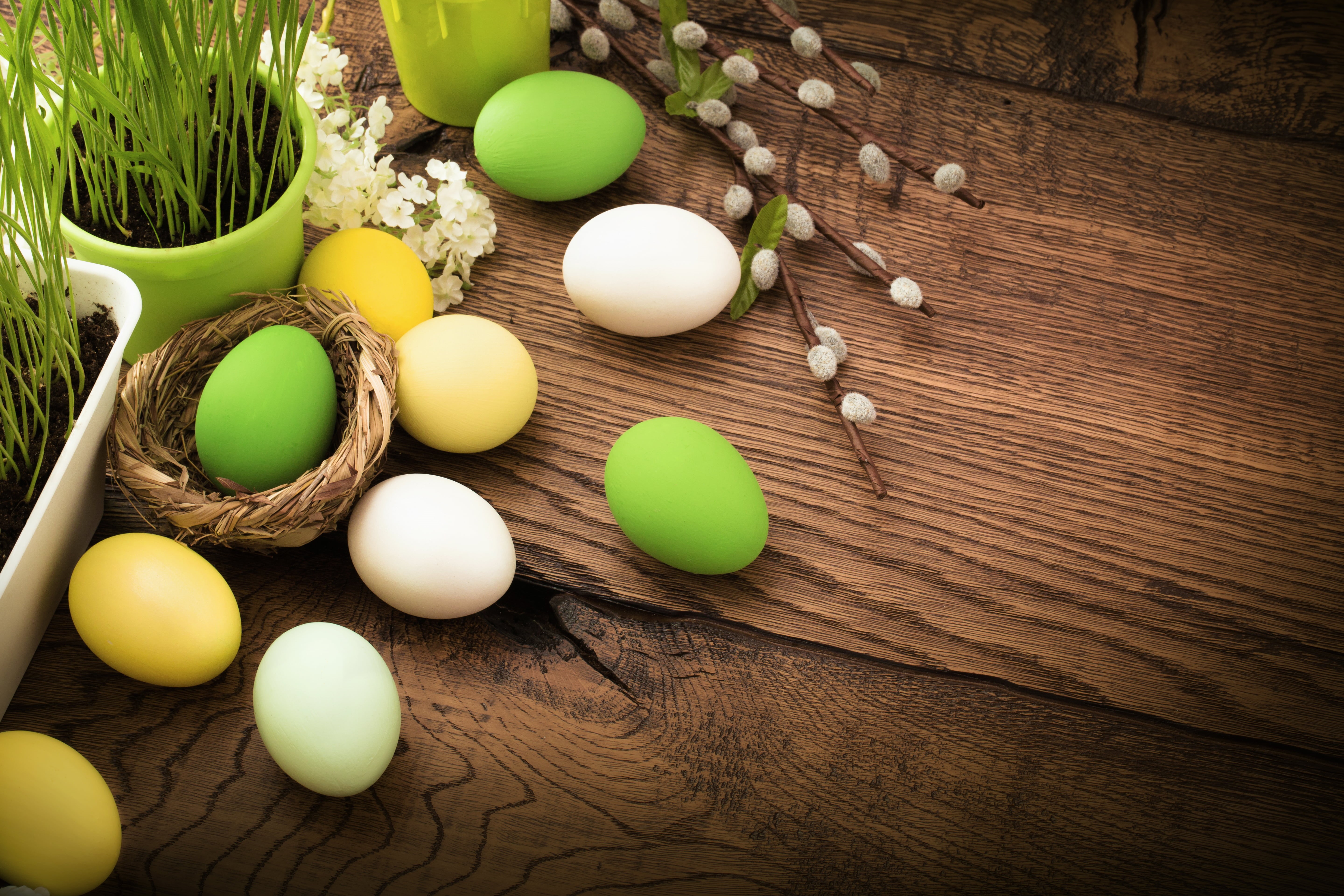 group of objects, easter egg, Easter, high angle view, no people, 5K, close-up, still life, spring, food and drink, food, flowers, eggshell, wellbeing, HD Wallpaper
