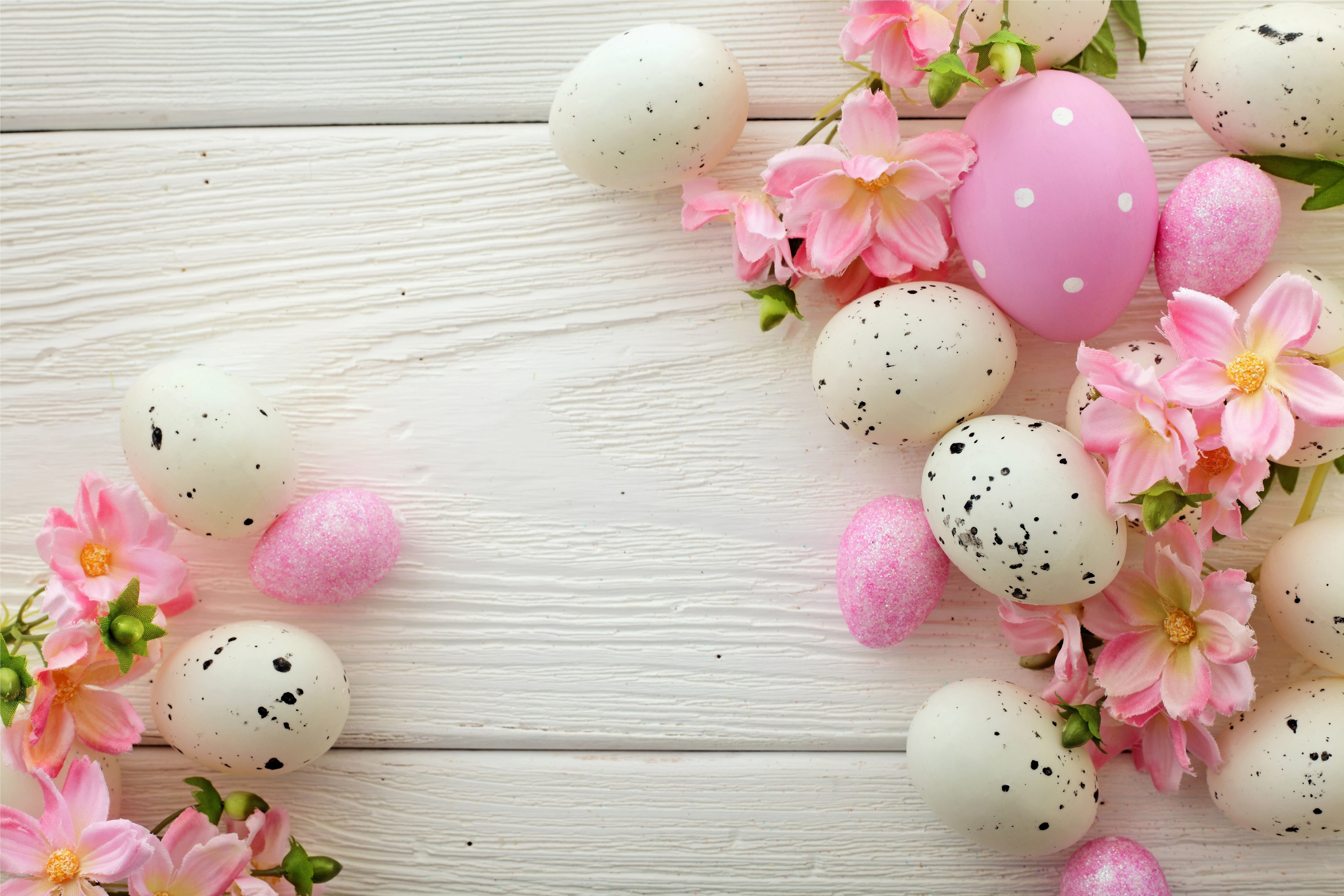 flowers, spring, 5K, eggs, Easter, HD Wallpaper