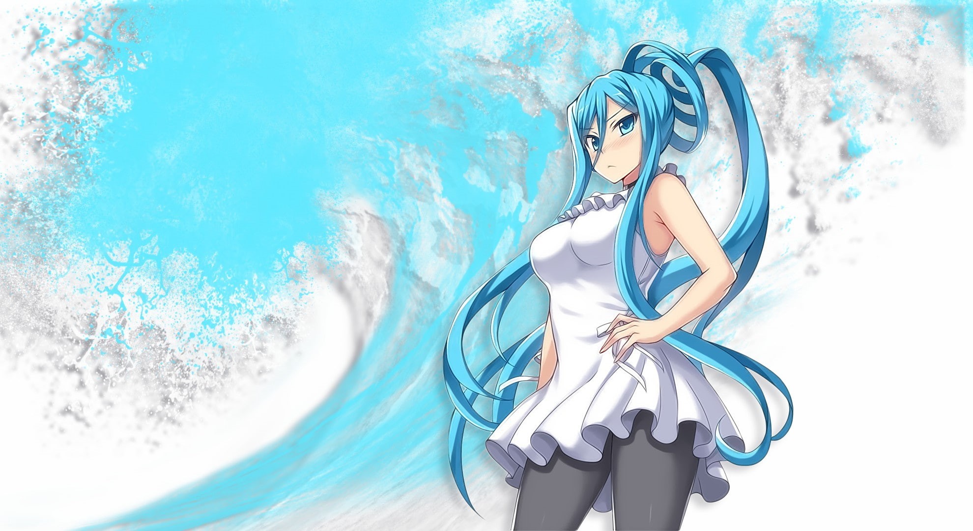 wave, japanese, girl, bishojo, kawaii, Takao, 1080P, manga, dress, pretty, anime, HD Wallpaper