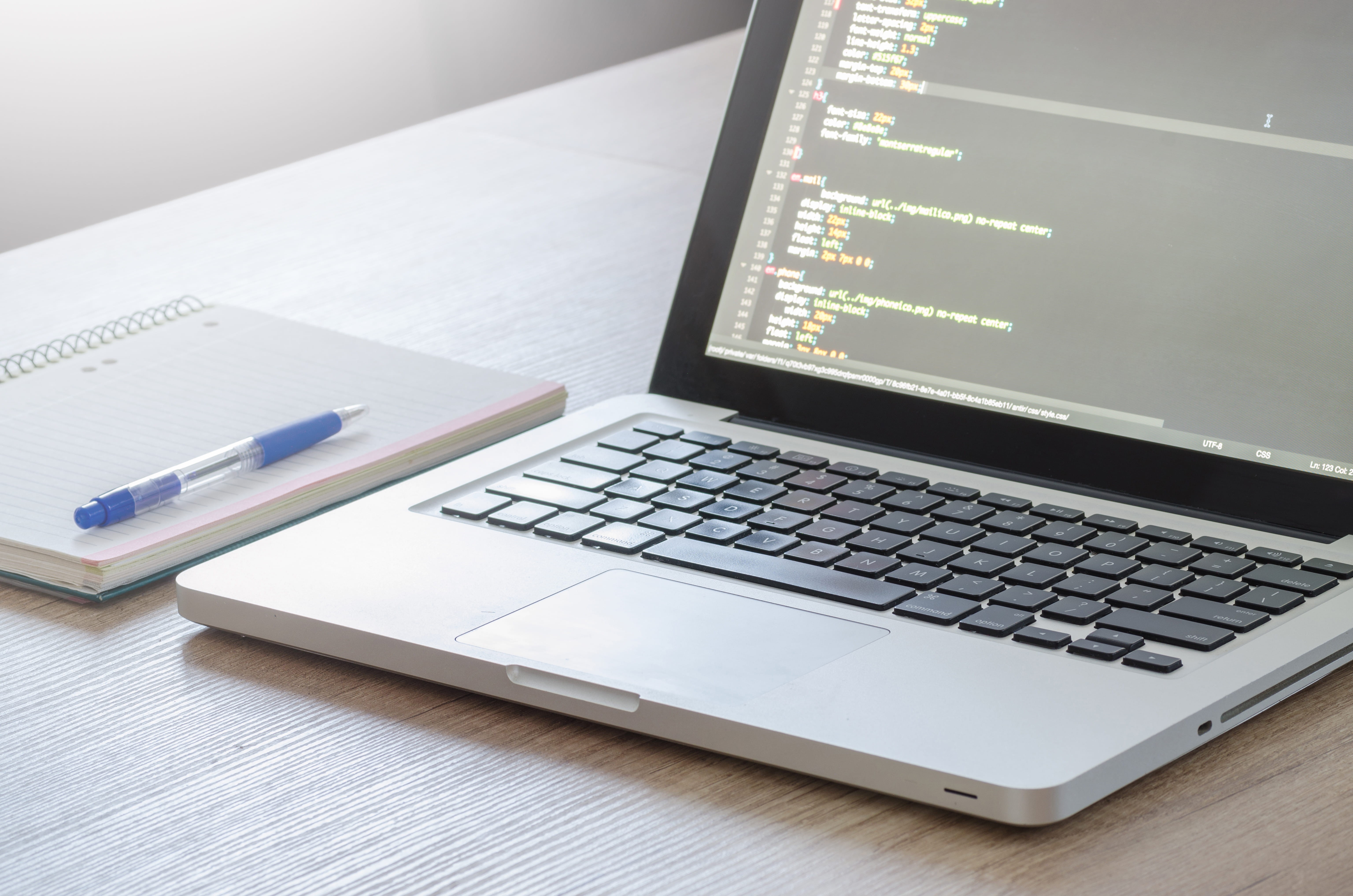 data, no people, HTML, furniture, computer, connection, communication, screen, pen, code, business, work, silver colored, electronics, notebook, studio shot, HD Wallpaper