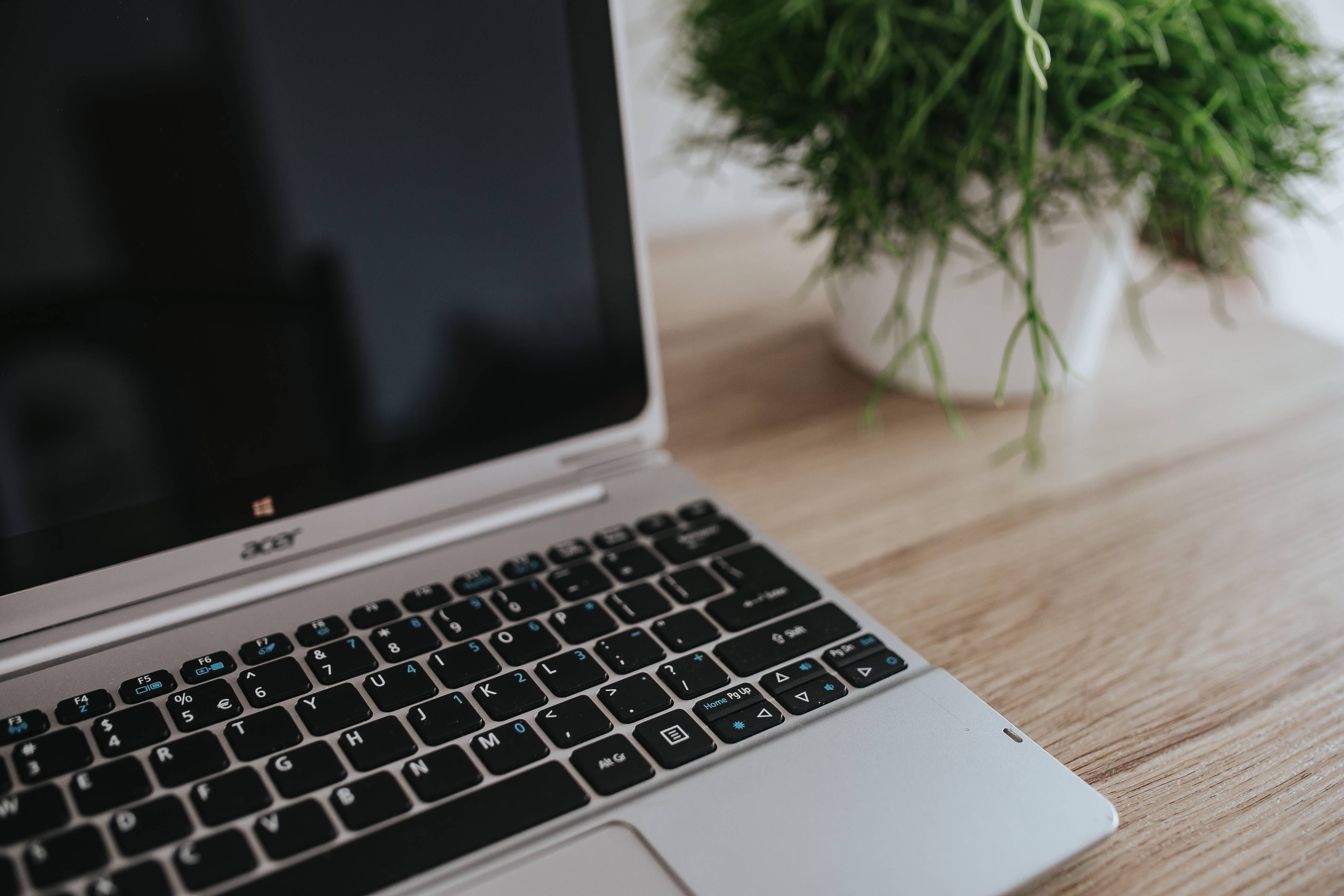 keyboard, notebook, close-up, workplace, computer, laptop, business, computer network, connection, iphone, computer key, computer part, Acer, indoors, Silver, HD Wallpaper