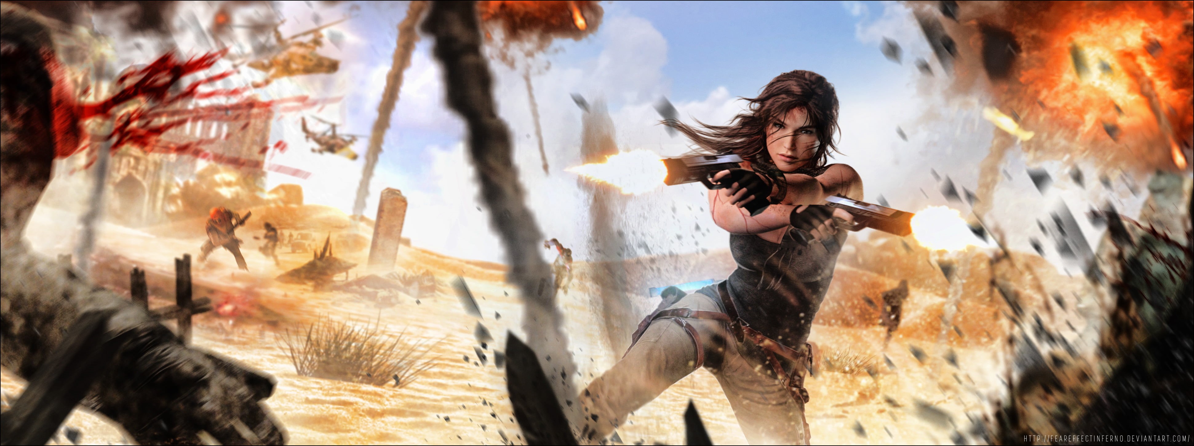 outdoors, long hair, digital art, nature, activity, young women, beauty, motion, lara croft, happiness, excitement, positive emotion, hd, young adult, carefree, HD Wallpaper