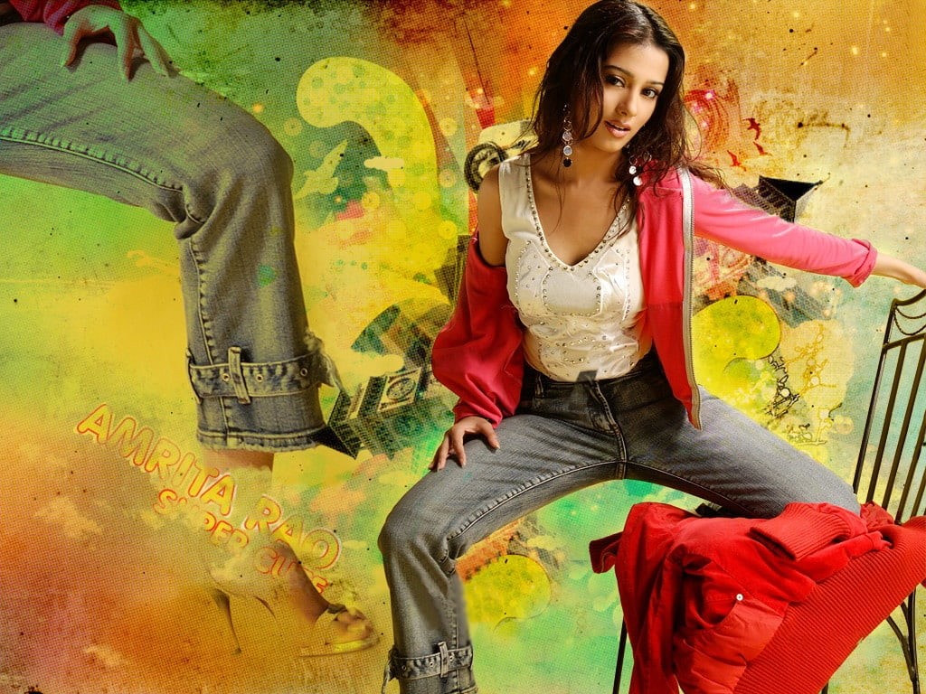 pink, sitting, real people, Female Celebrities, three quarter length, hair, rao, young women, graffiti, beautiful woman, jacket, front view, Amrita Rao, HD Wallpaper