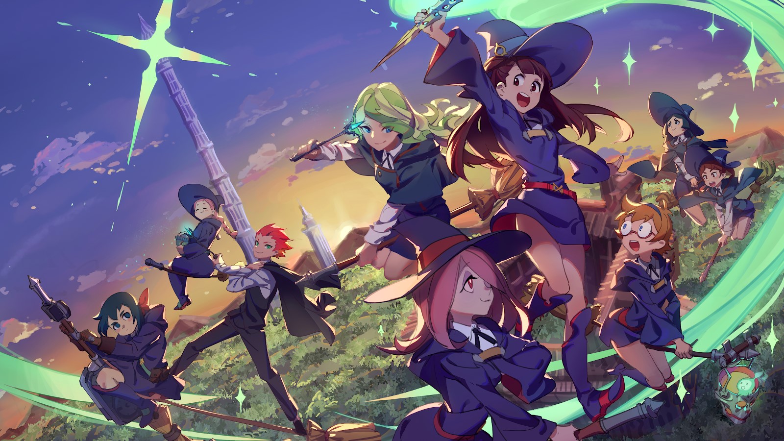 Yansson Lotte, arts culture and entertainment, people, real people, Kagari Akko, happiness, enjoyment, group, nature, Sucy Manbavaran, anime girls, outdoors, HD Wallpaper