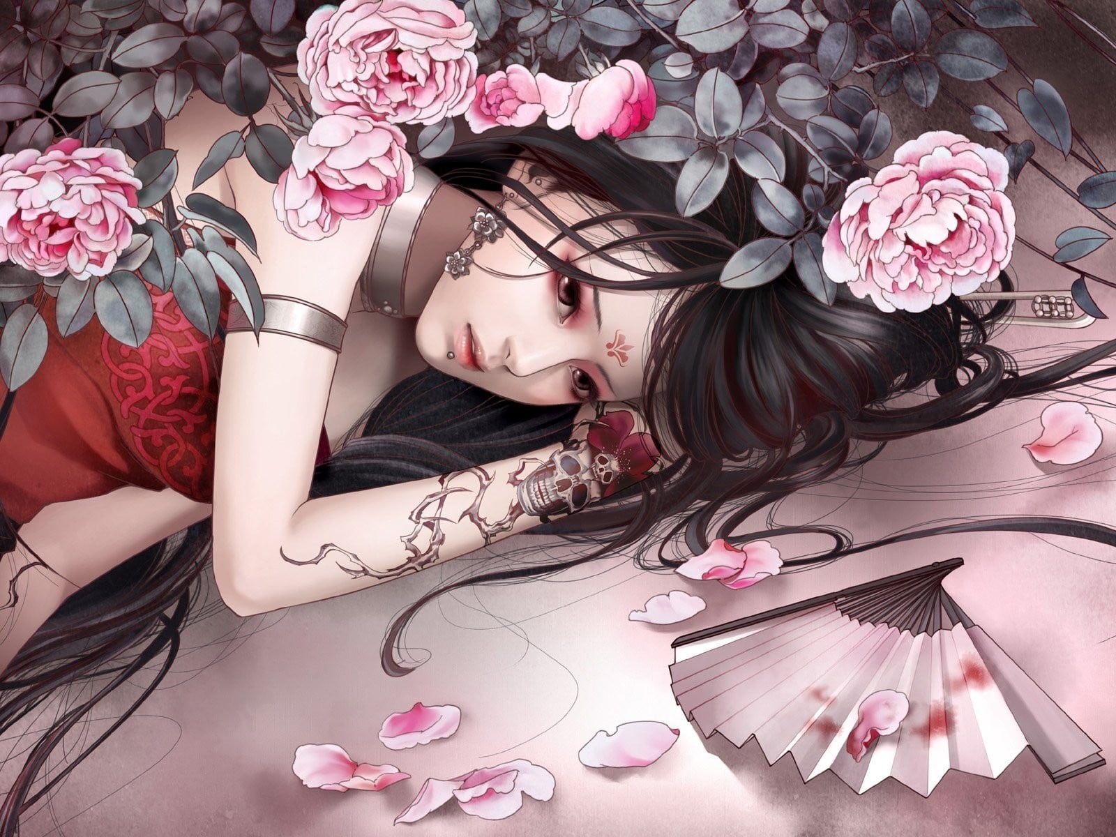 hairstyle, flowering plant, one person, original characters, adult, lifestyles, China, indoors, teenager, plant, beautiful woman, young adult, long hair, HD Wallpaper