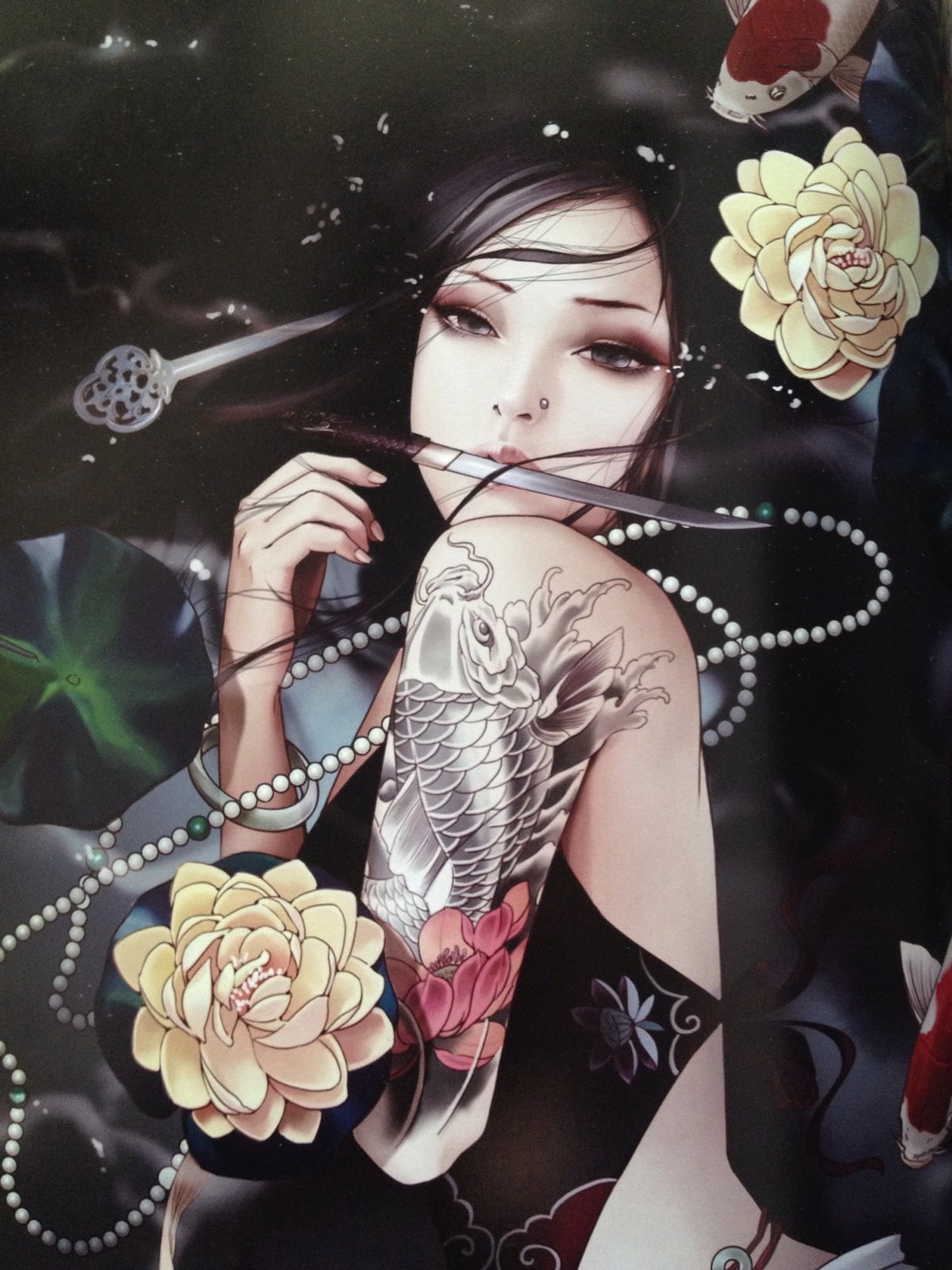 Chinese, anime girls, tattoo, Zhang Xiao Bai, 720P, Phone HD Wallpaper